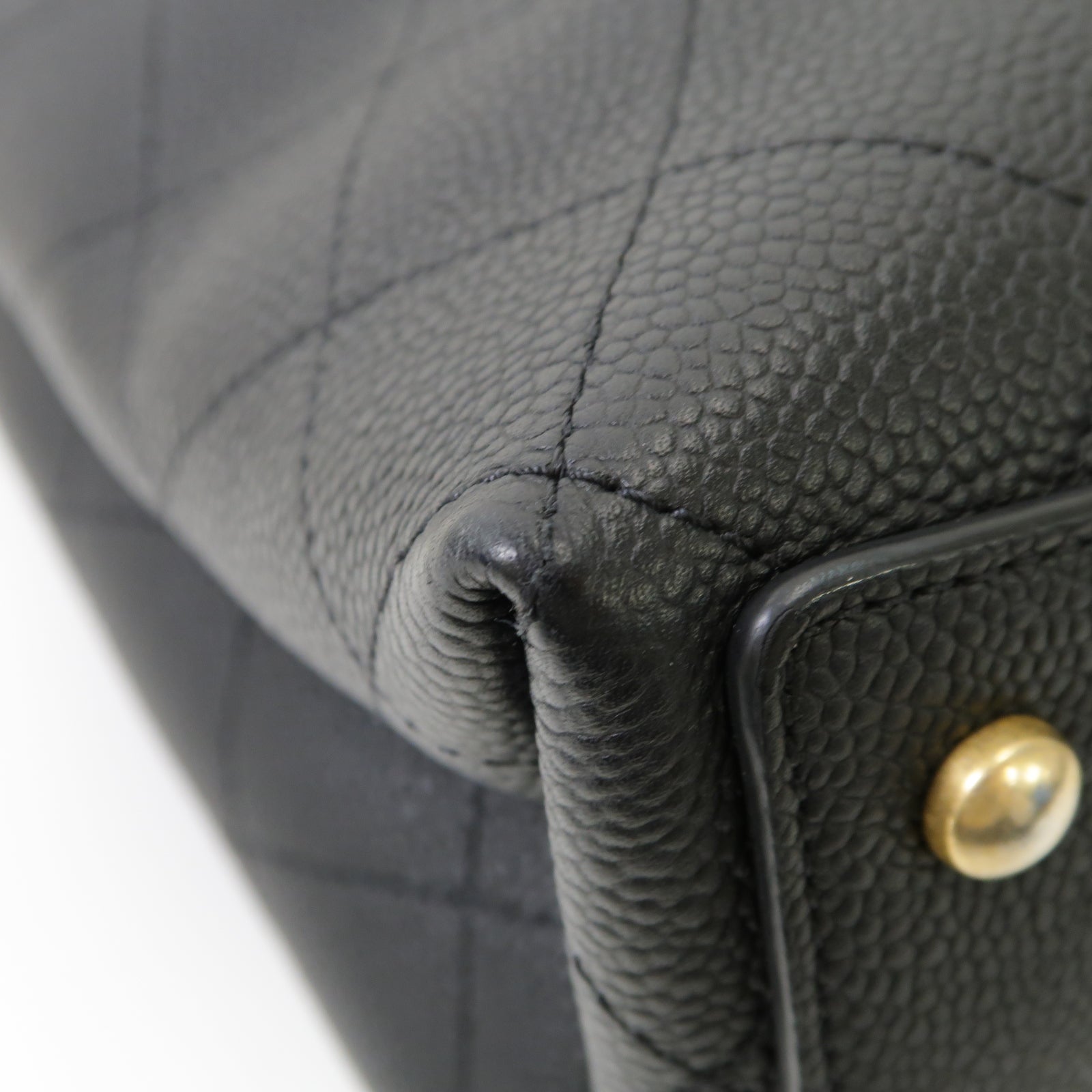 CHANEL 菱格Caviar皮革2way Chain Shoulder Bag金扣手挽肩背兩用袋黒色
