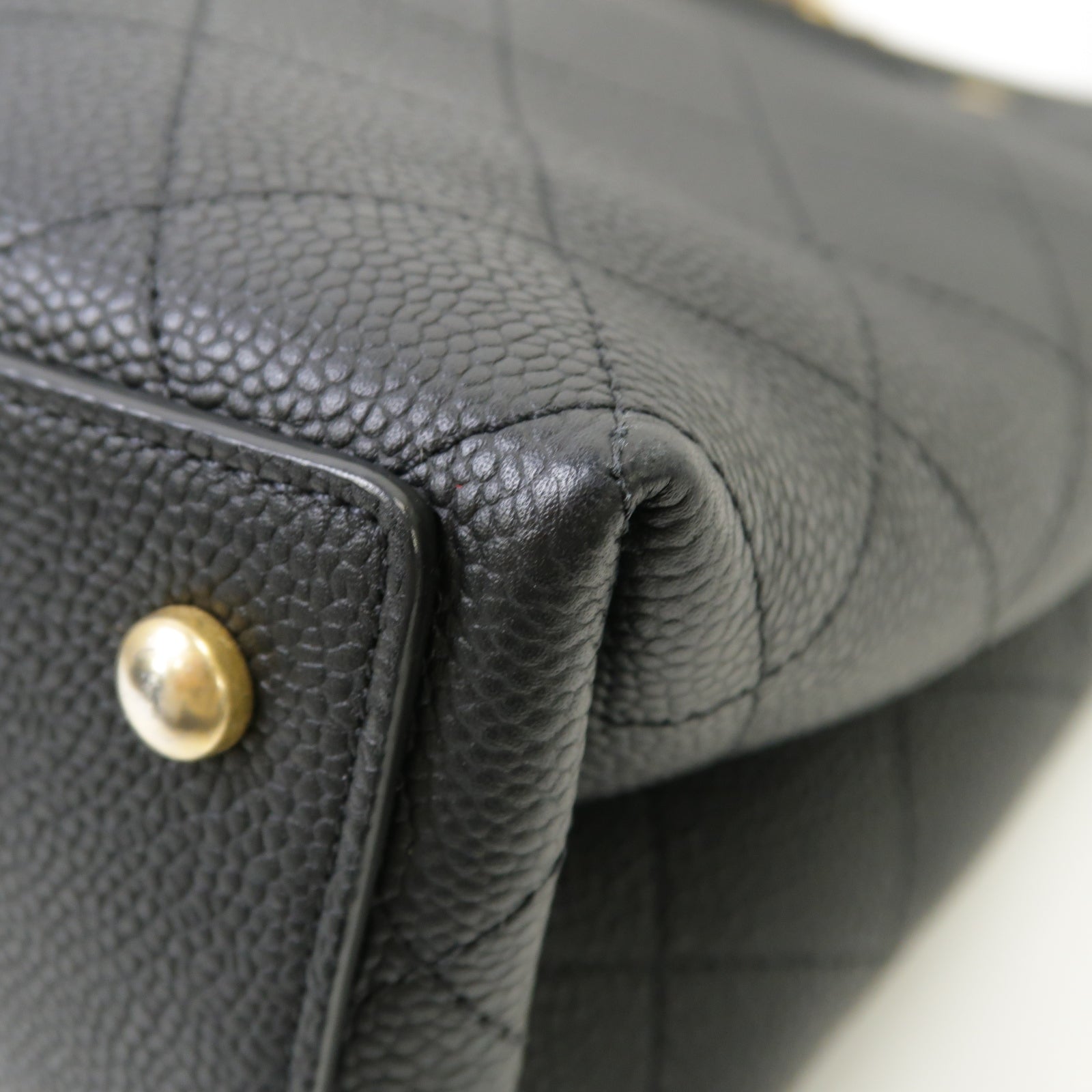 CHANEL 菱格Caviar皮革2way Chain Shoulder Bag金扣手挽肩背兩用袋黒色