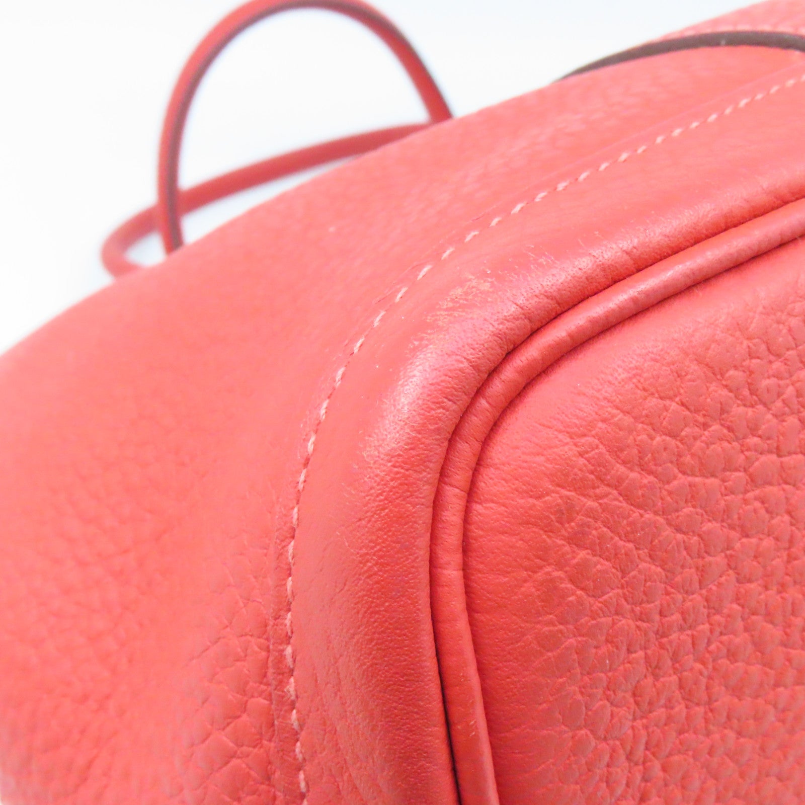 HERMES Country皮革Garden Party PM银扣手挽袋红色