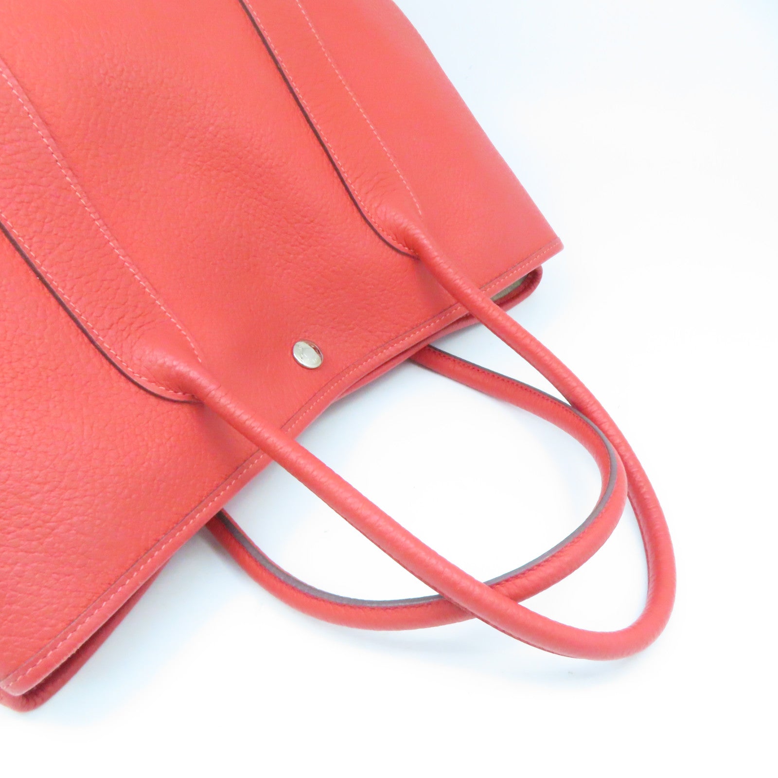 HERMES Country皮革Garden Party PM银扣手挽袋红色