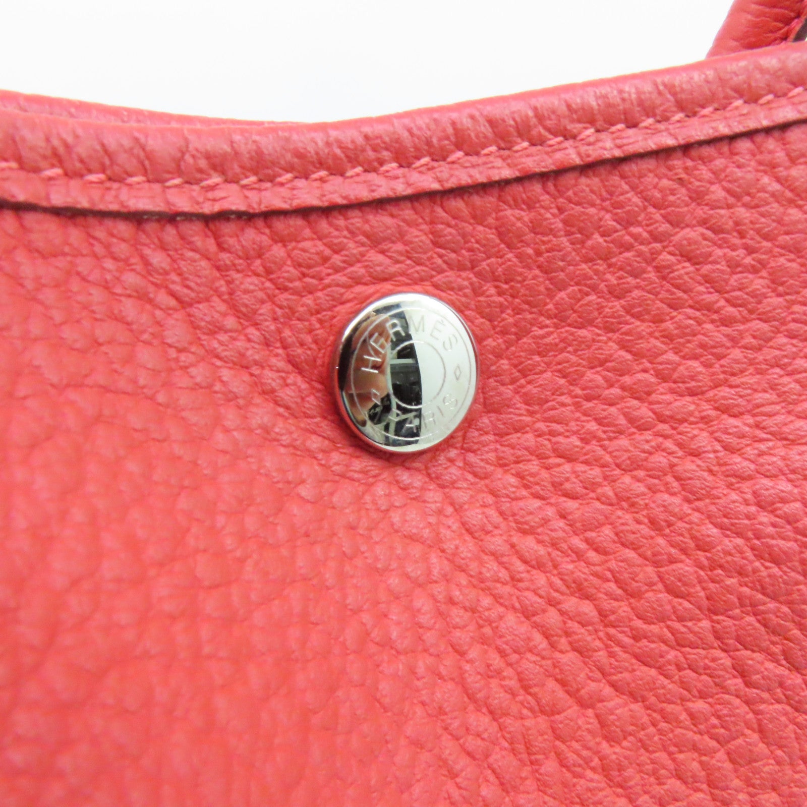 HERMES Country皮革Garden Party PM银扣手挽袋红色