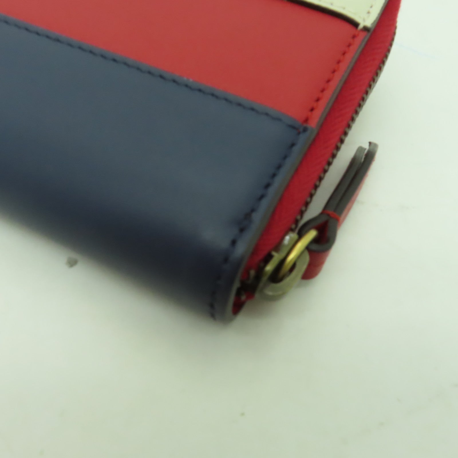 GUCCI 牛皮皮革Queen Margaret Zip Wallet金扣長錢包紅色/深藍色/白色
