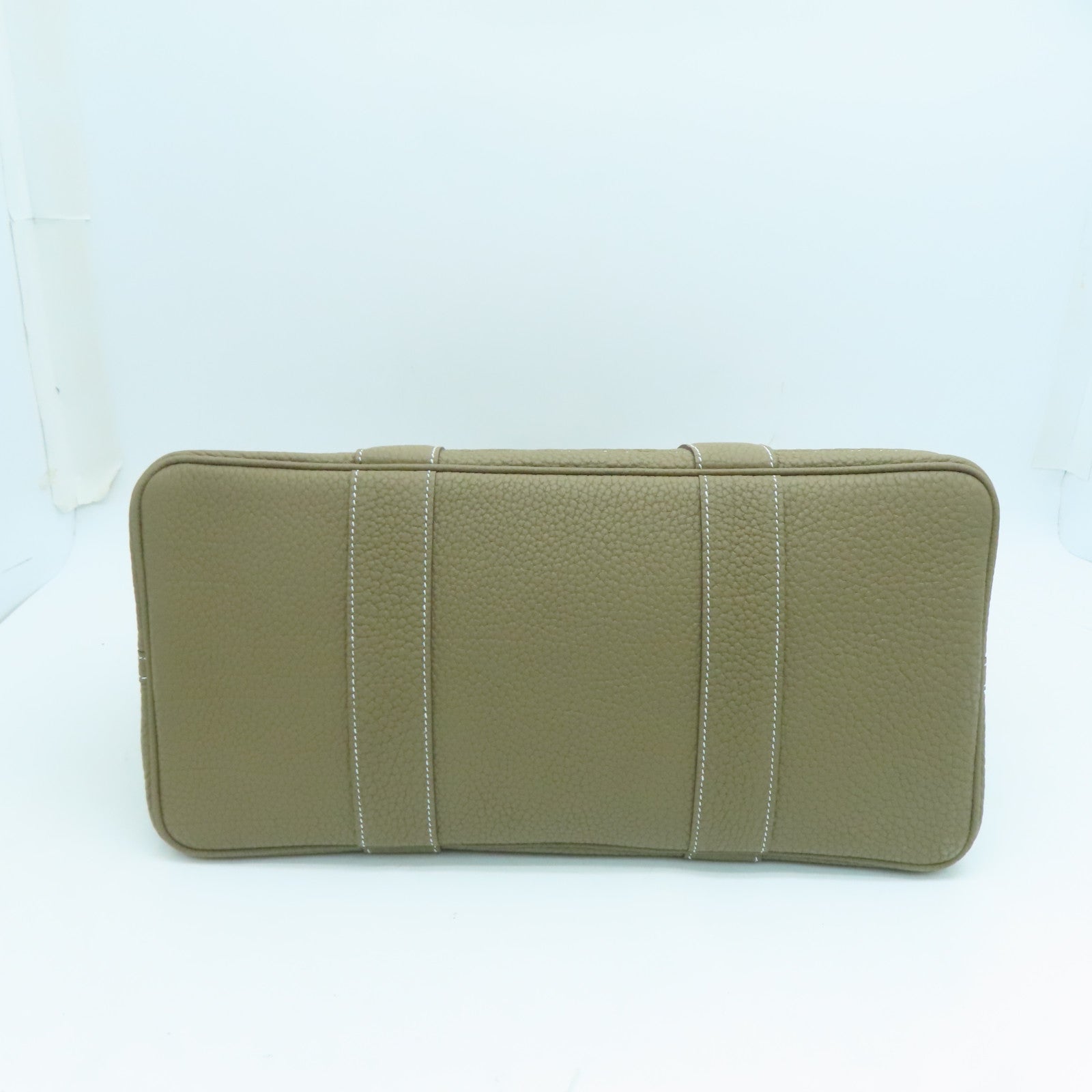 HERMES Taurillon Clemence皮革GardenParty PM银扣手挽袋大象灰
