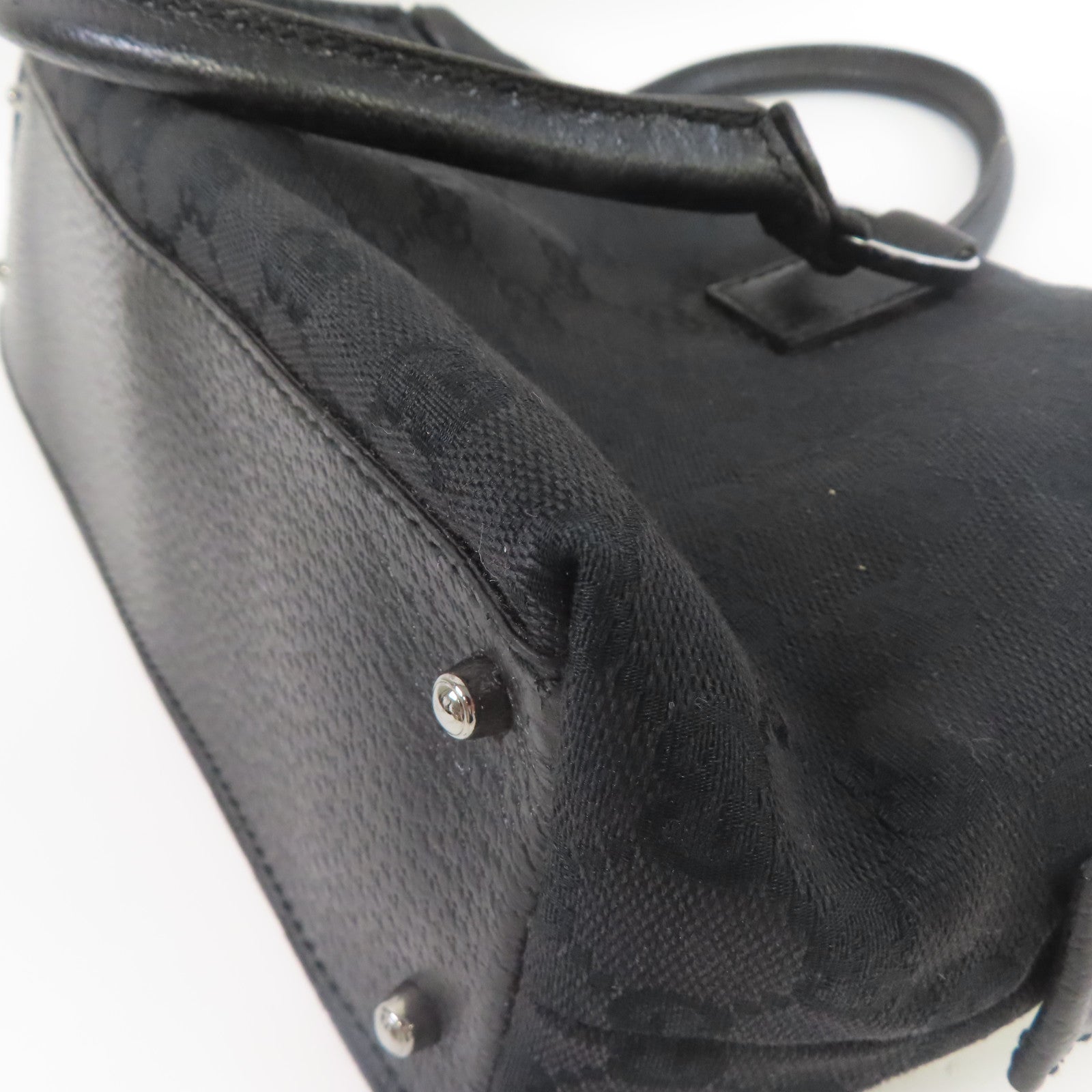 GUCCI 帆布Hand Bag黑扣手挽袋黑色