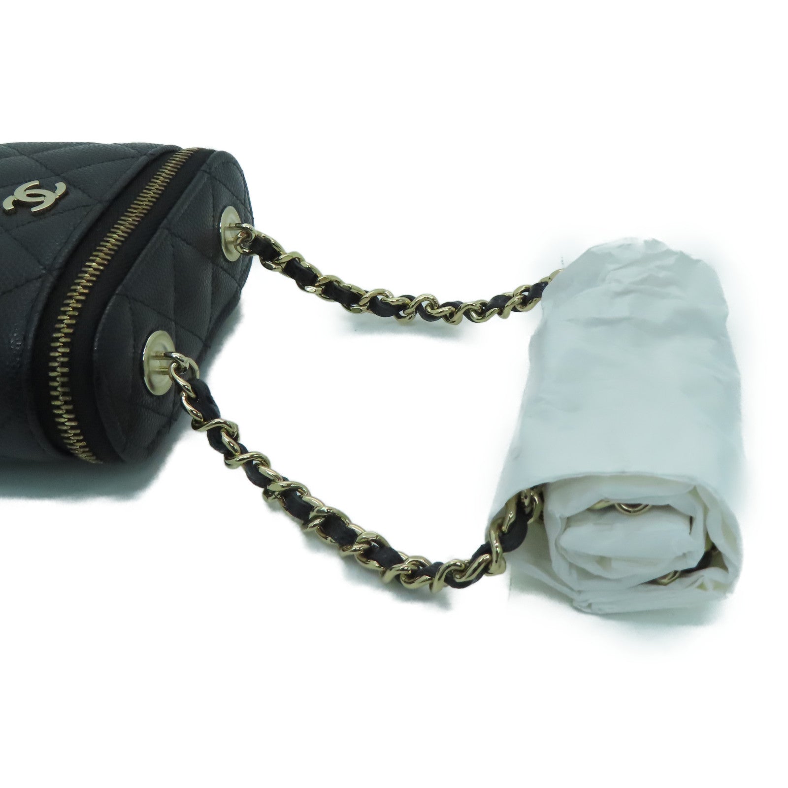 CHANEL 【激減優惠】菱格Caviar皮革Chain Shoulder鏈帶肩背袋黑色