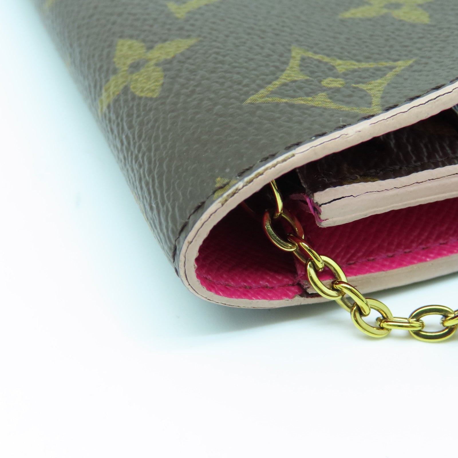 LOUIS VUITTON Monogram Emilie Wallet gold buckle long wallet brown