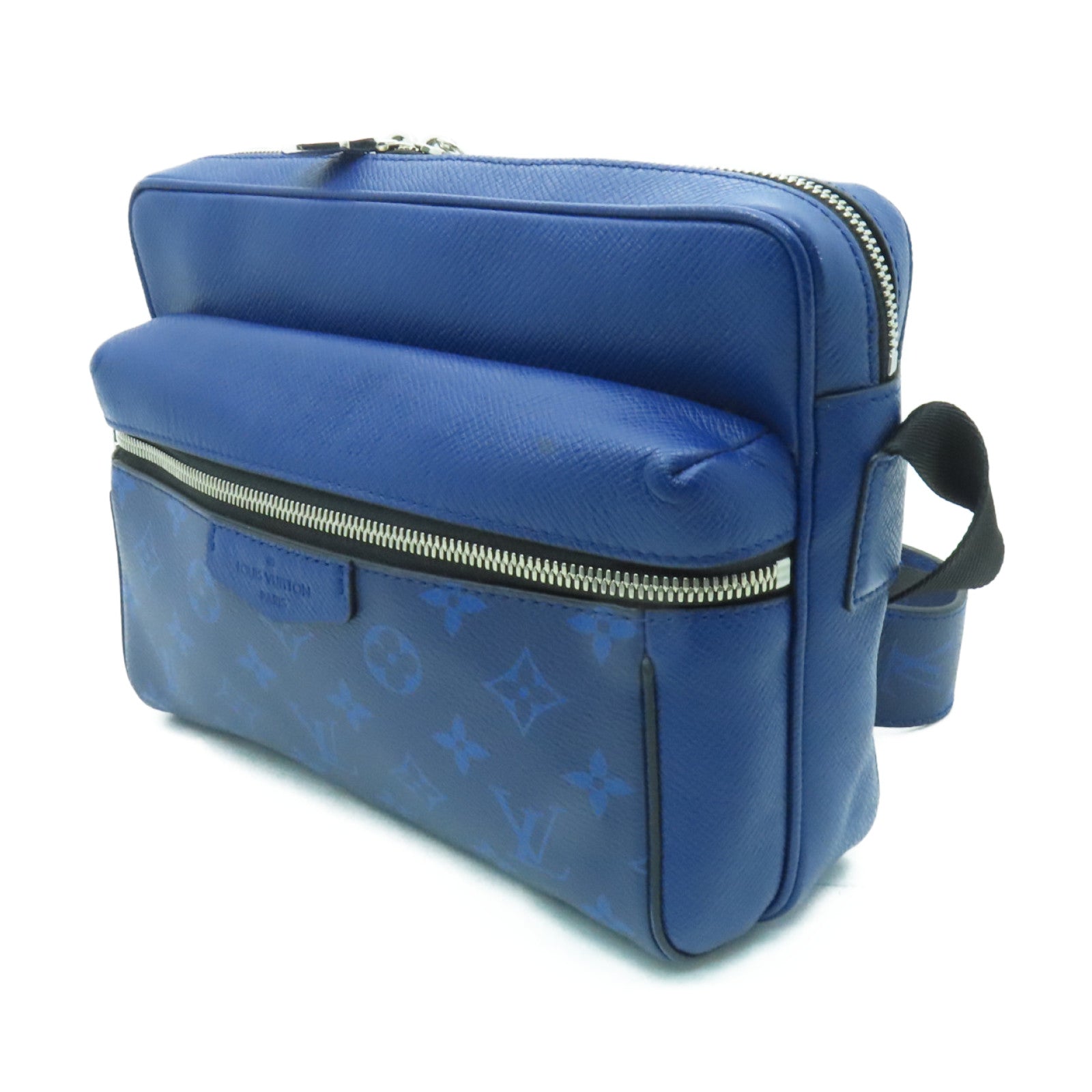 LOUIS VUITTON Taiga Lama Outdoor Messenger Bag銀扣肩背袋藍色