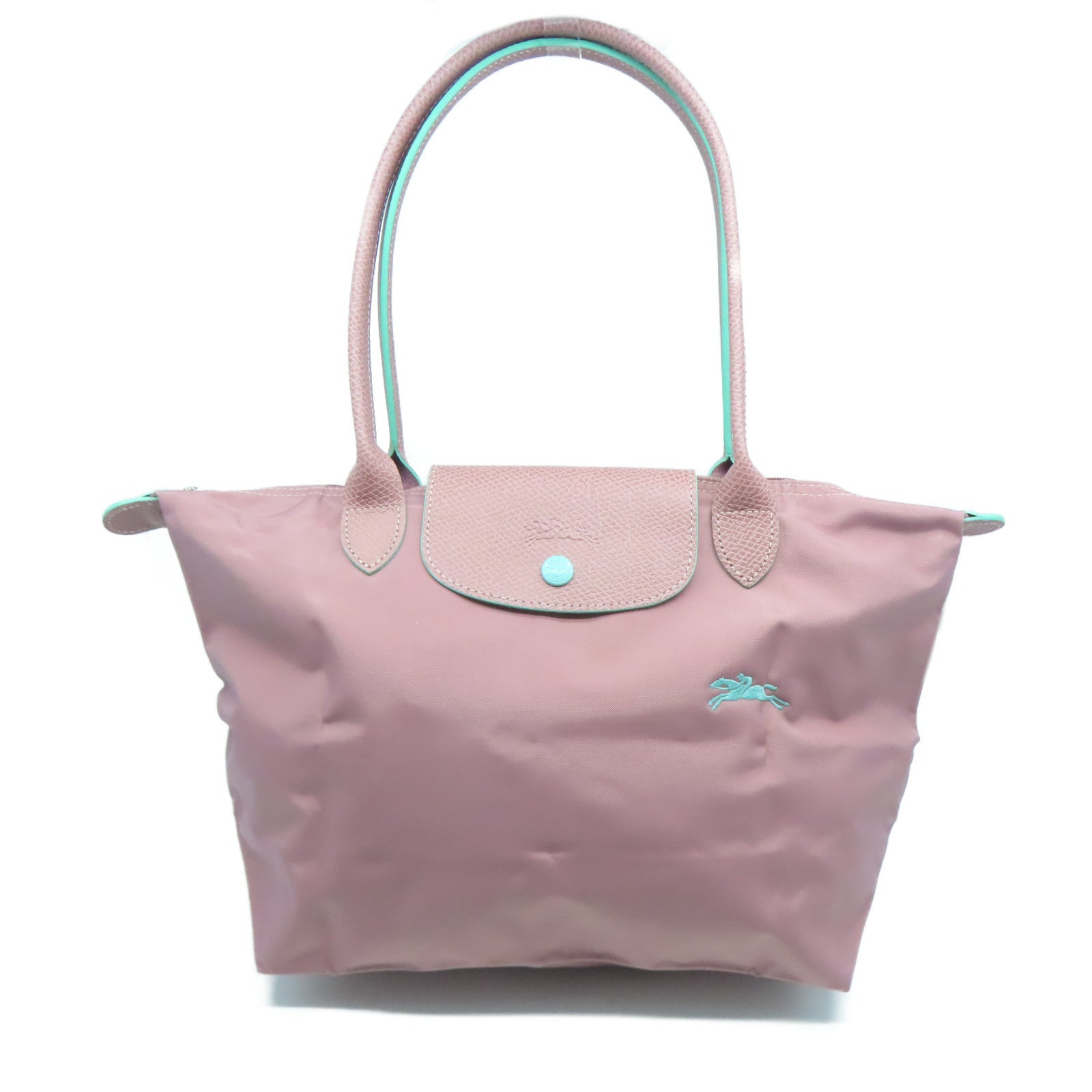 Longchamp 尼龍Tote Bag銀扣肩背袋粉紅色