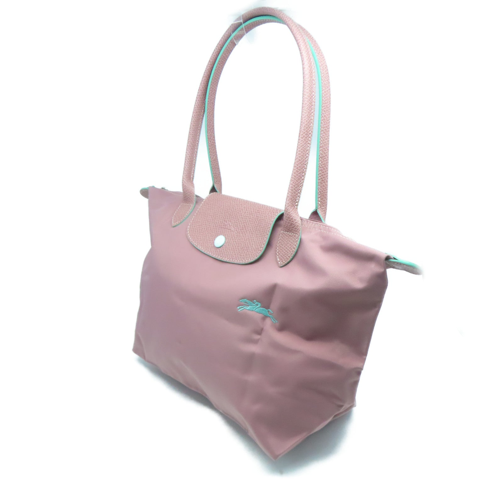 Longchamp 尼龍Tote Bag銀扣肩背袋粉紅色