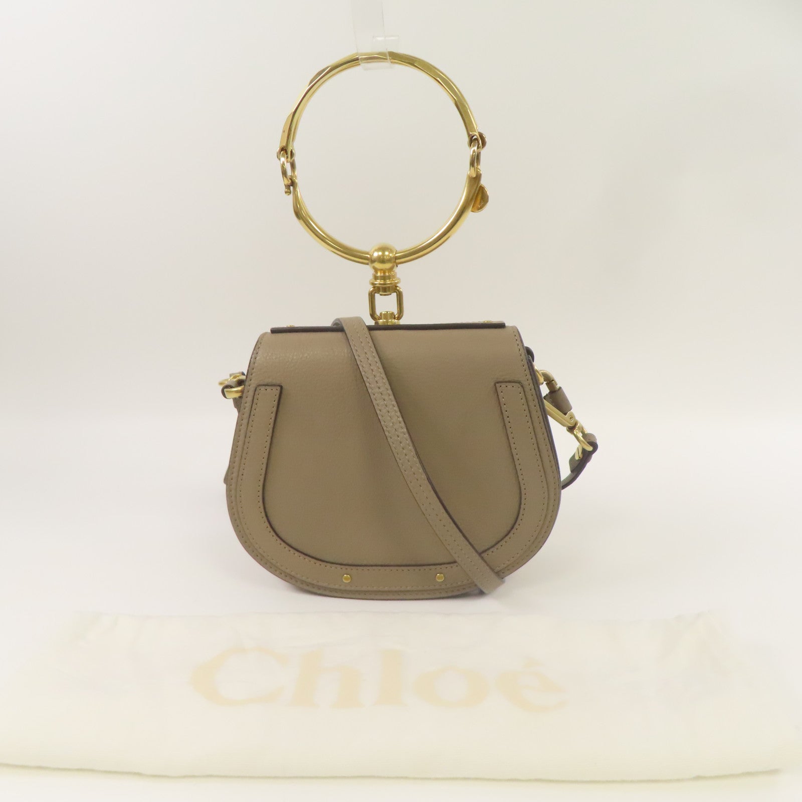 Chloe 牛皮皮革Shoulder Bag金扣手挽肩背兩用袋灰色