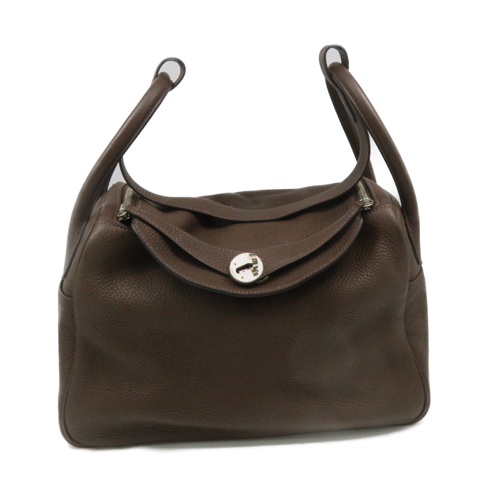 HERMES 【激減優惠】Clemence皮革Lindy 30 Shoulder Bag銀扣肩背袋Chocolate啡色