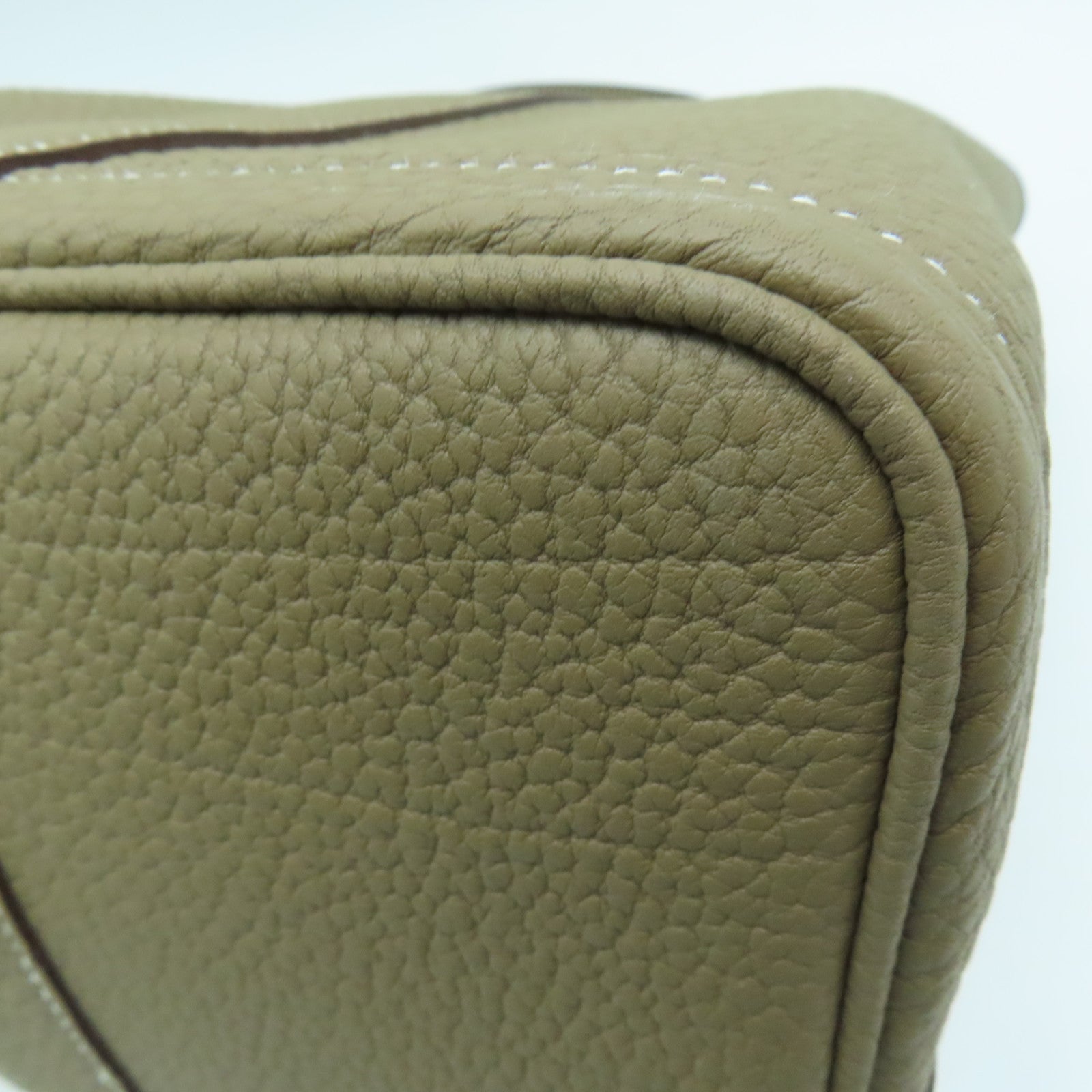 HERMES Taurillon Clemence皮革GardenParty PM银扣手挽袋大象灰