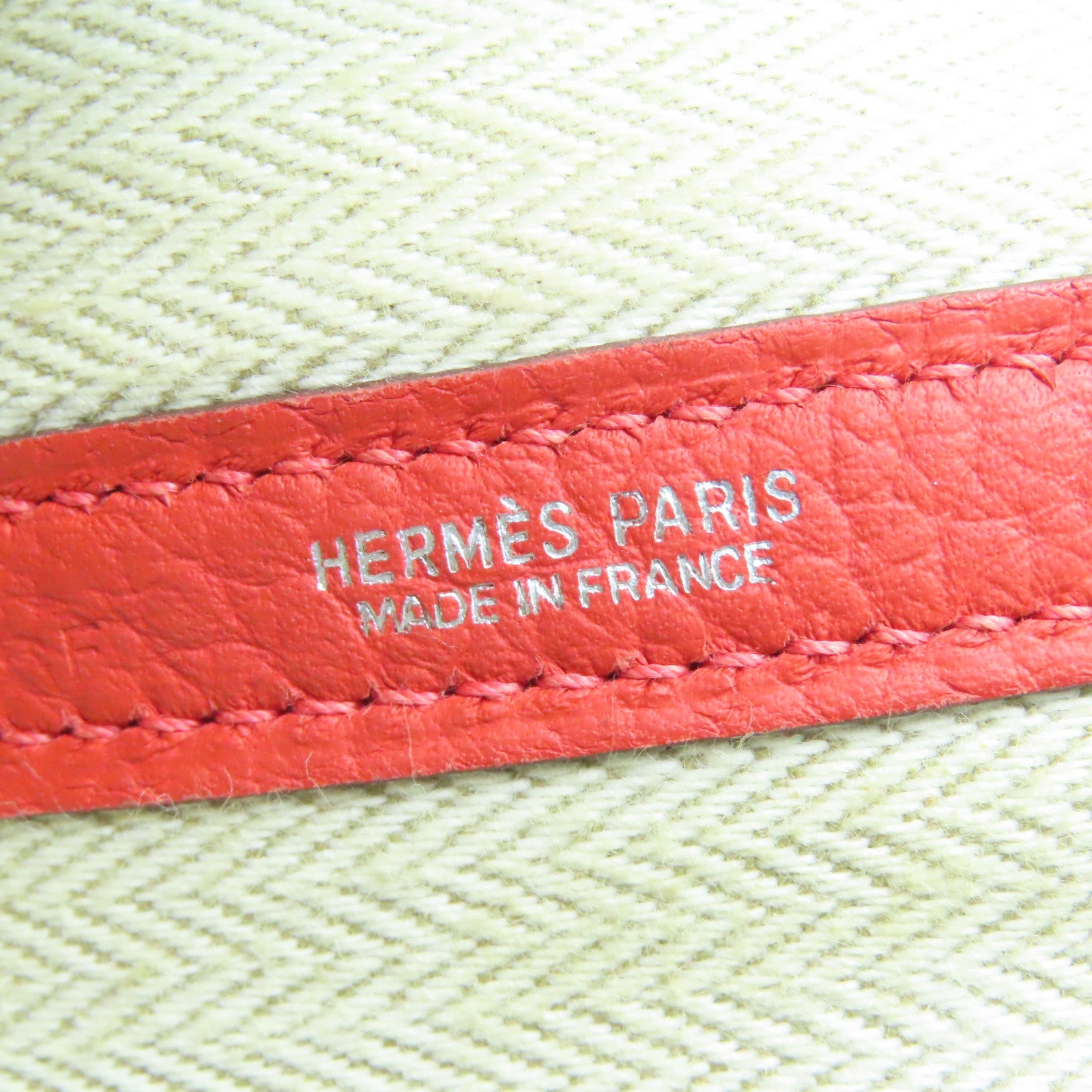 HERMES Country皮革Garden Party PM银扣手挽袋红色