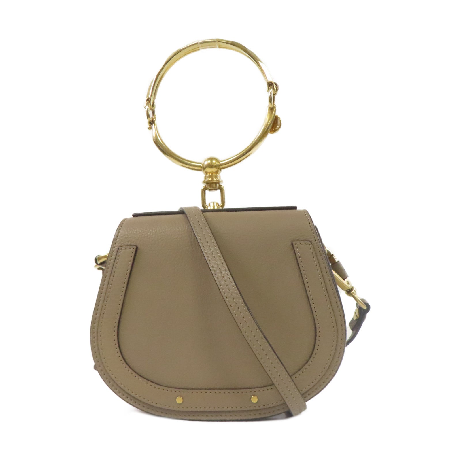 Chloe 牛皮皮革Shoulder Bag金扣手挽肩背兩用袋灰色