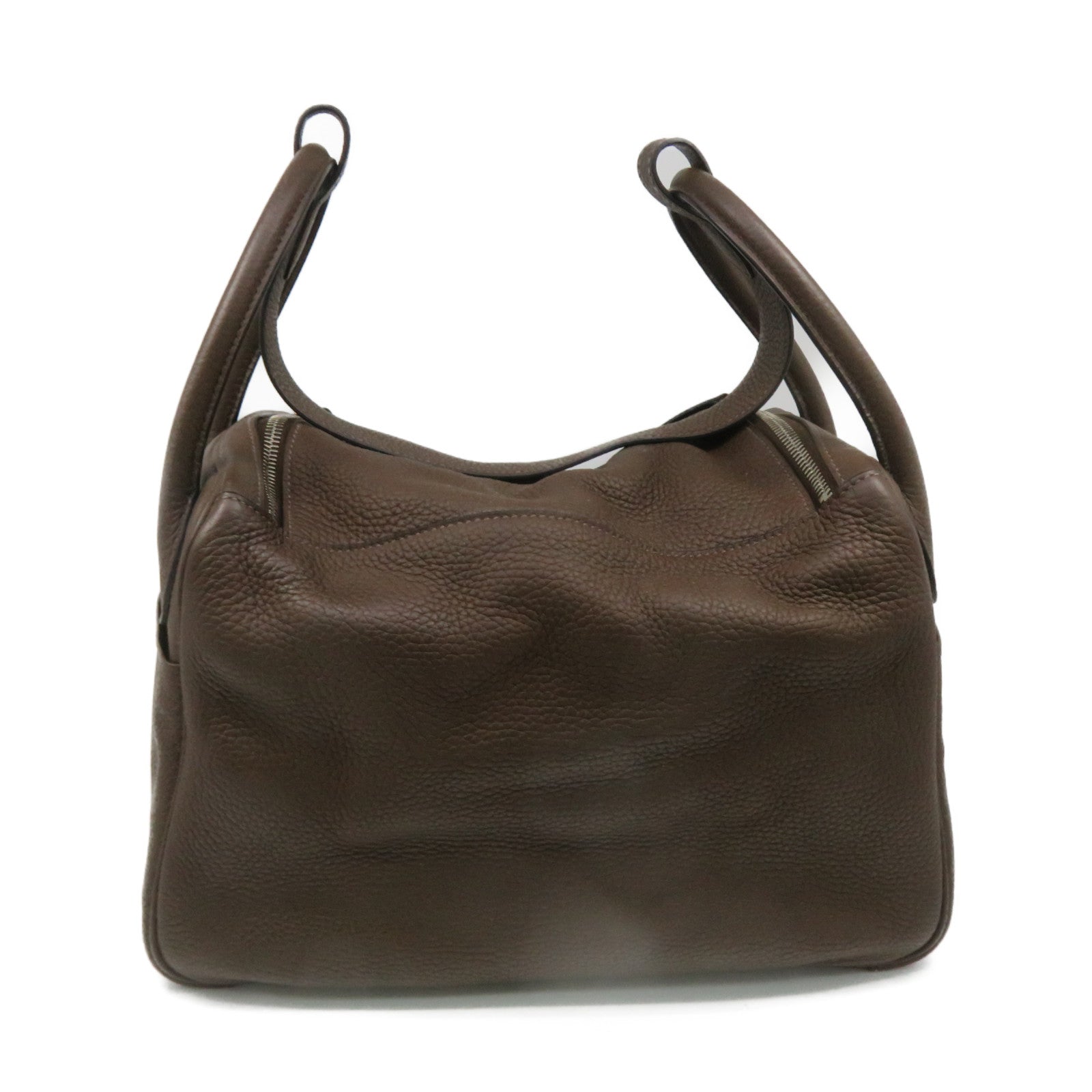 HERMES 【激減優惠】Clemence皮革Lindy 30 Shoulder Bag銀扣肩背袋Chocolate啡色