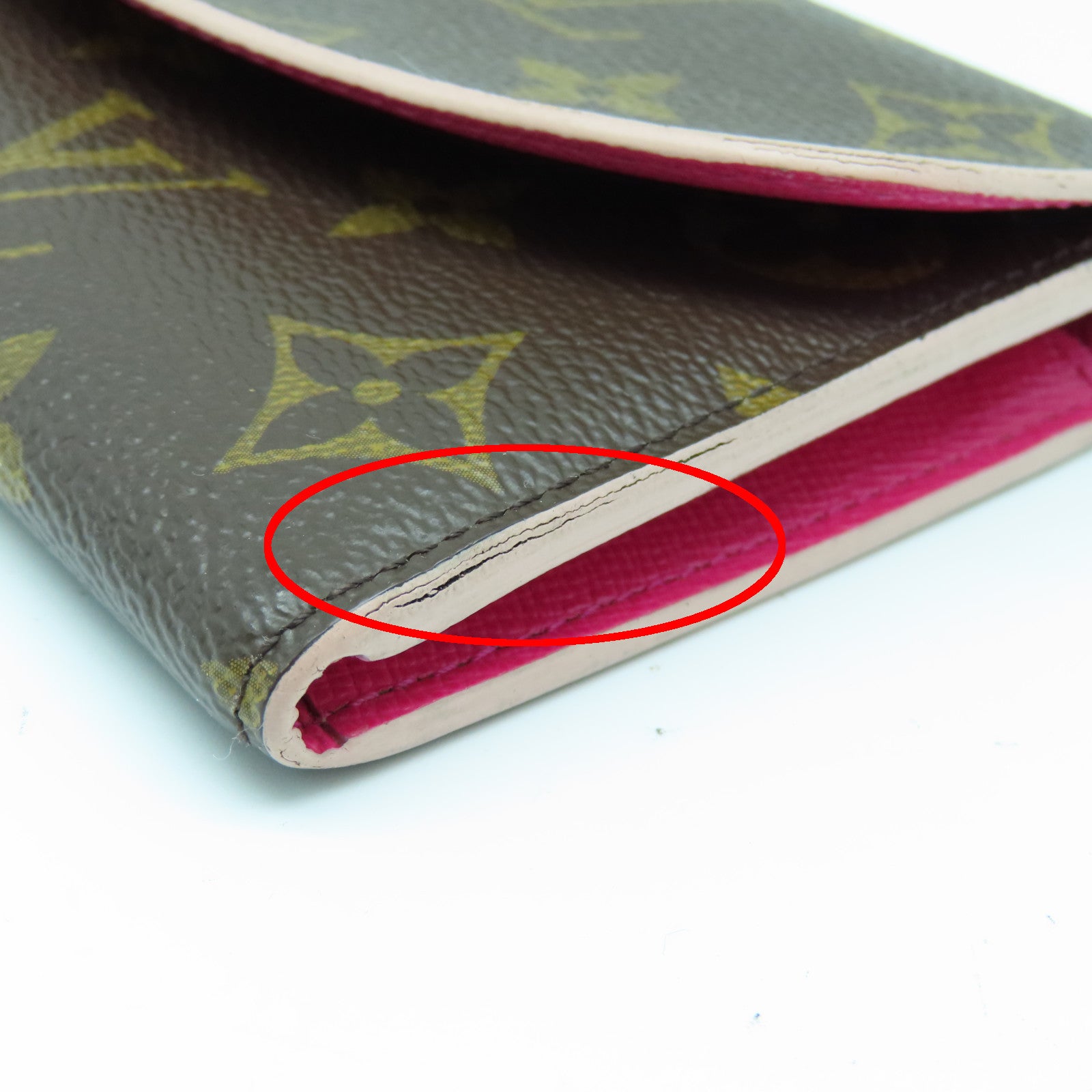 LOUIS VUITTON Monogram Emilie Wallet gold buckle long wallet brown