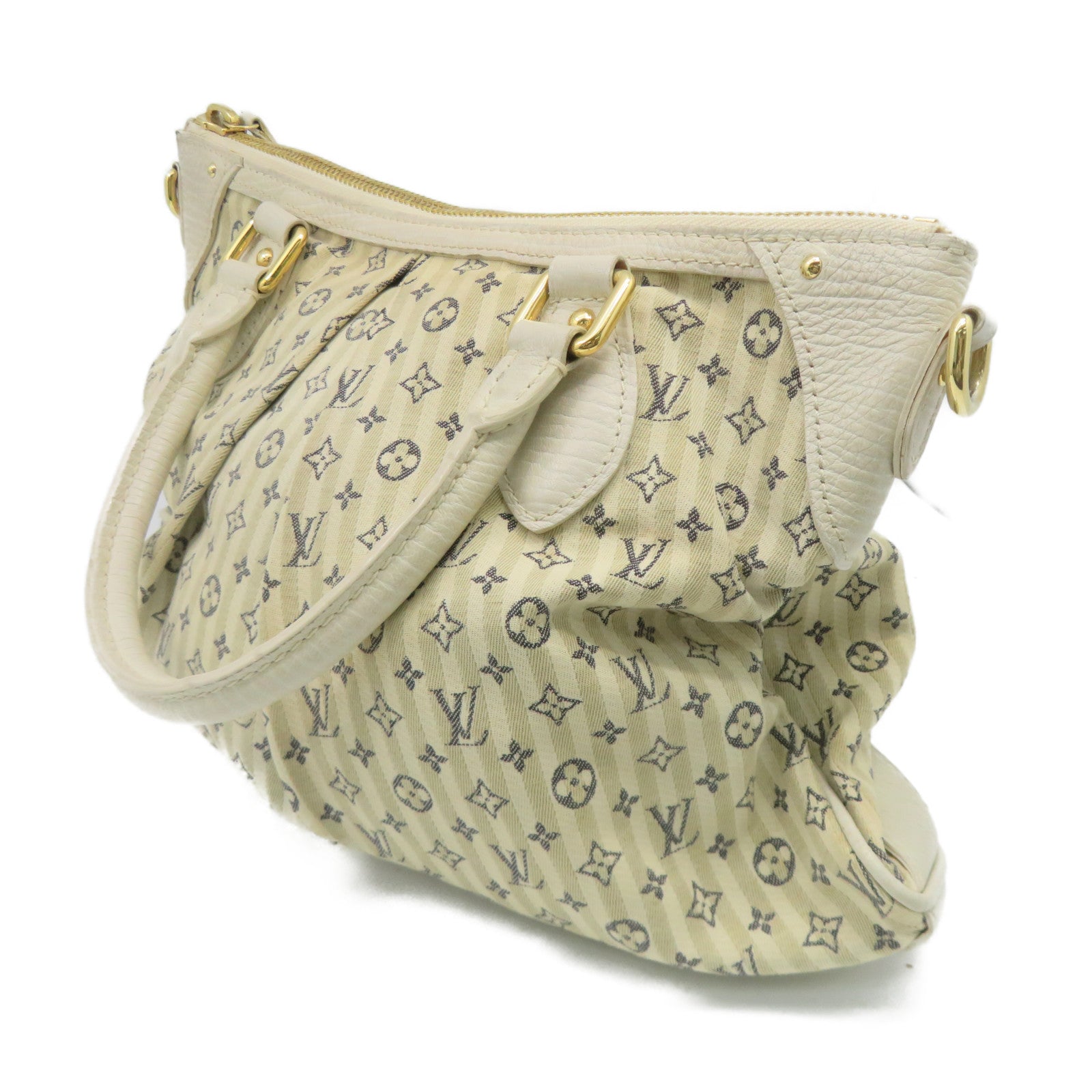 LOUIS VUITTON [Sharp discount] Monogram Mini Lin Marina PM gold buckle handle shoulder bag beige