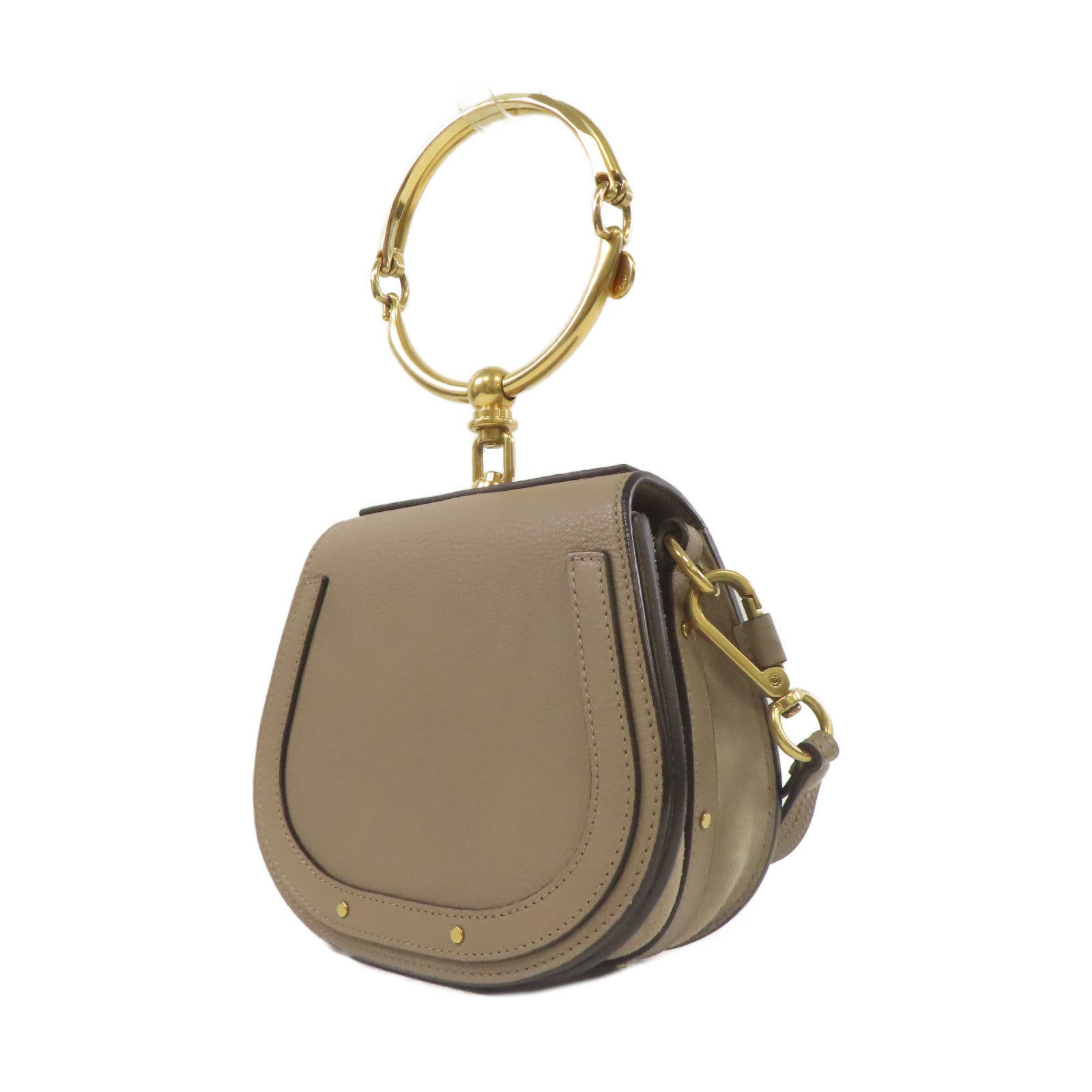 Chloe 牛皮皮革Shoulder Bag金扣手挽肩背兩用袋灰色