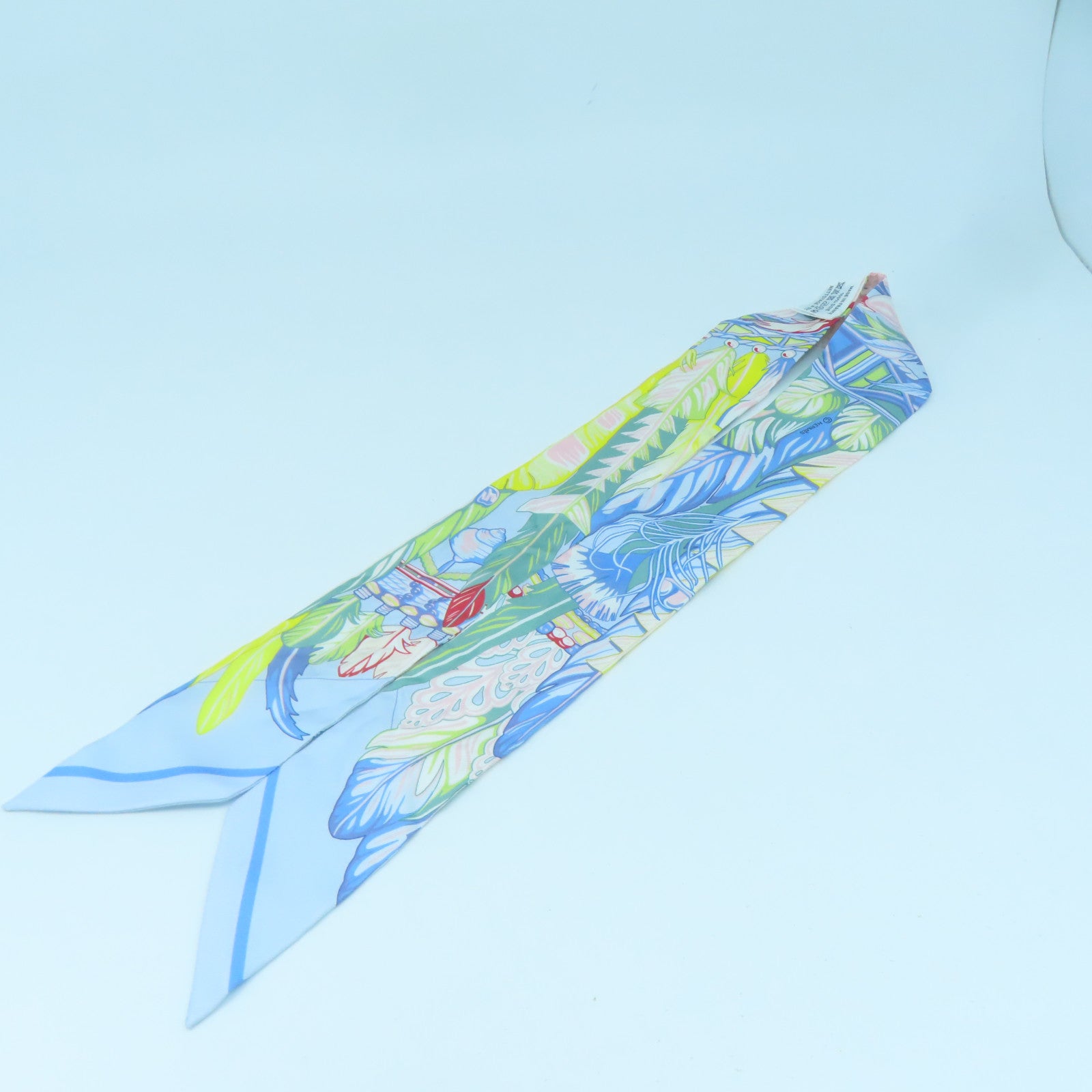 HERMES Silk Twilly Scarf Blue/Yellow/Multicolor