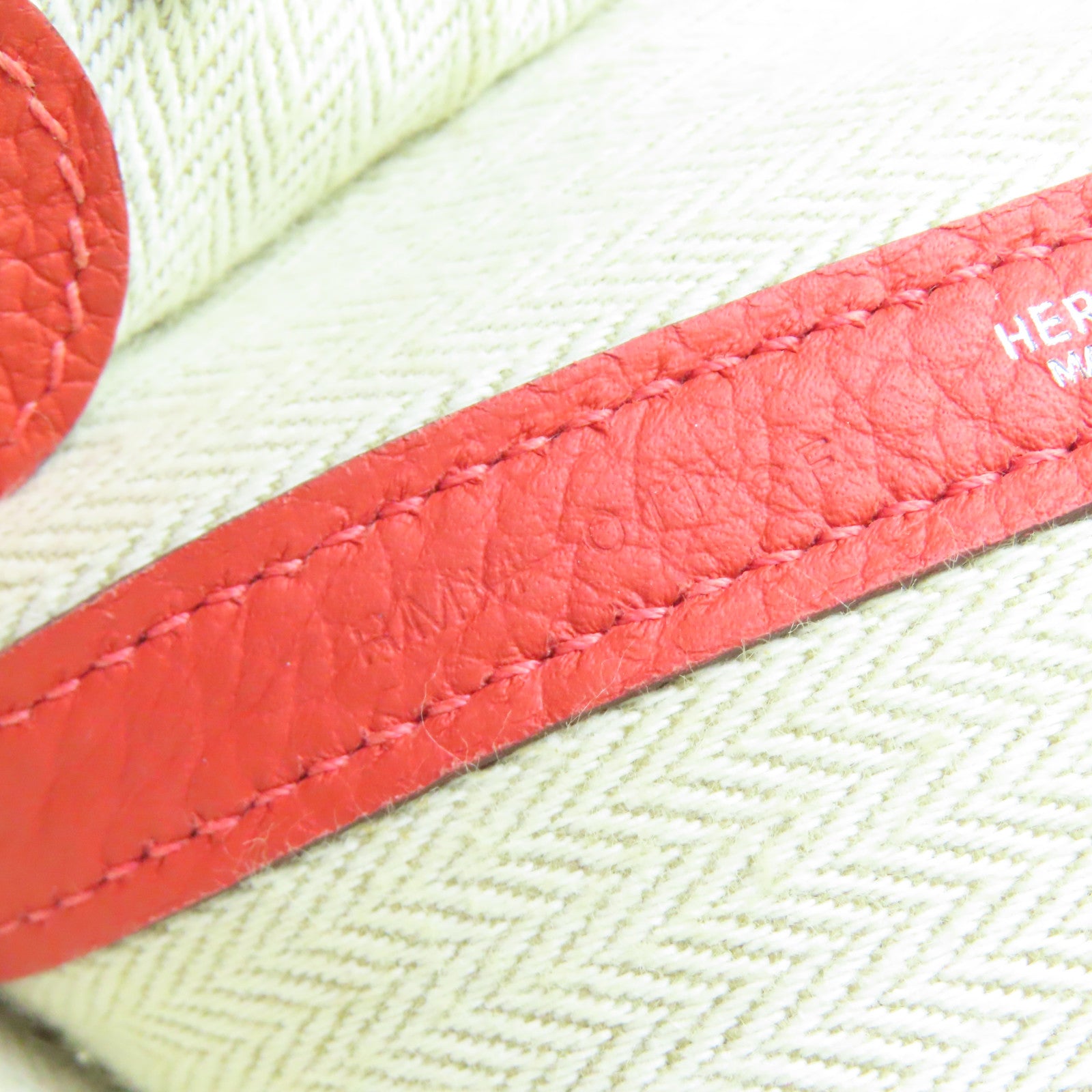 HERMES Country皮革Garden Party PM银扣手挽袋红色