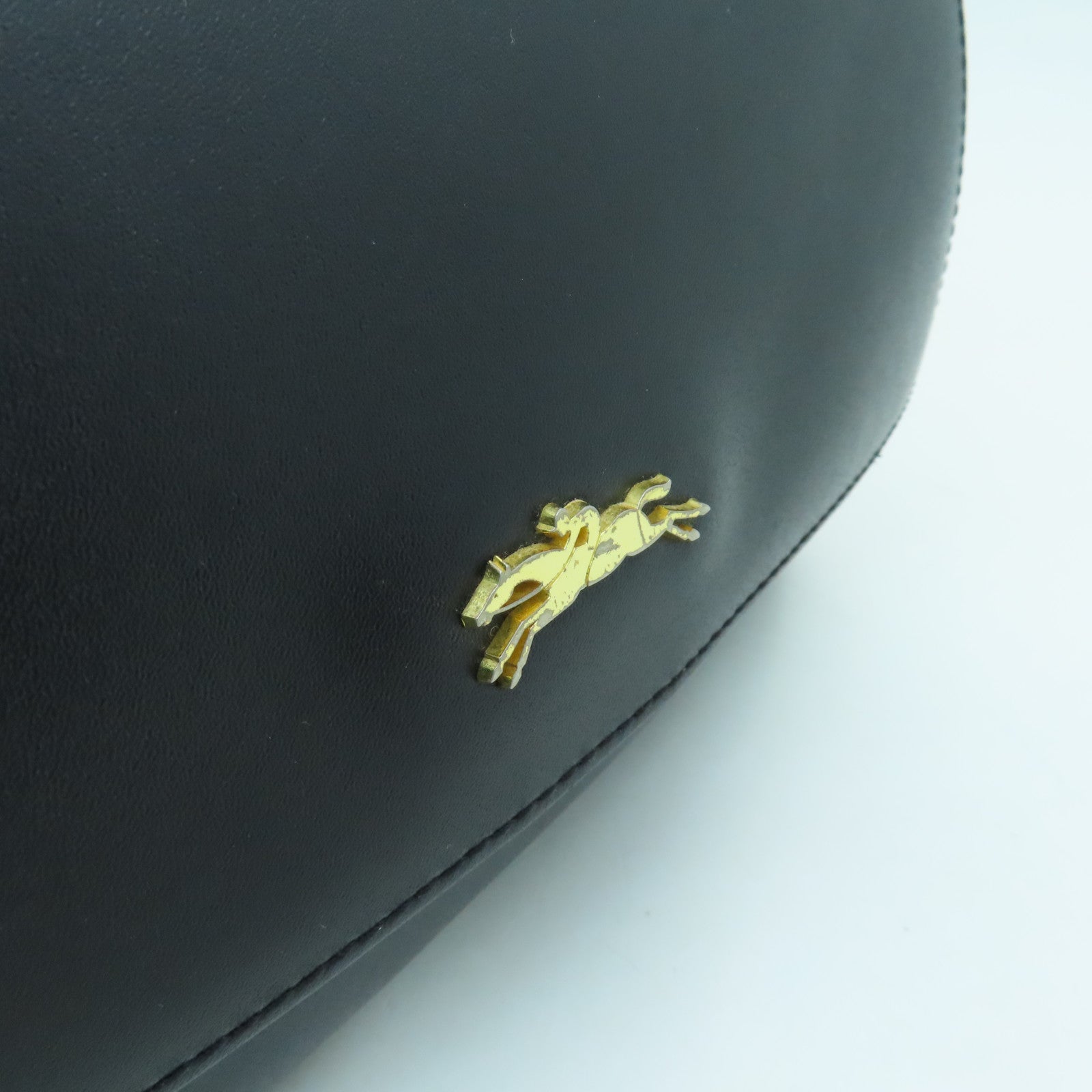 Longchamp 牛皮皮革Chain Shoulder Bag金扣鏈帶肩背袋黑色