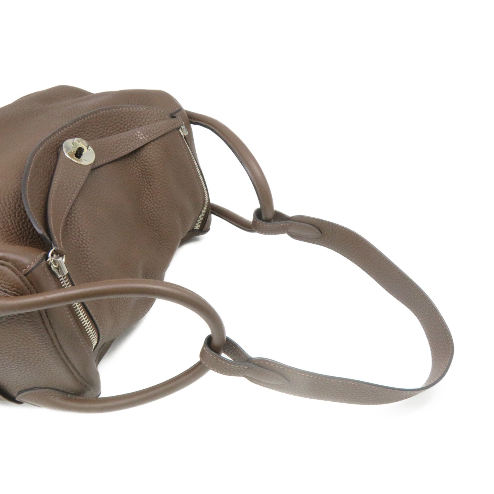 HERMES 【激減優惠】Clemence皮革Lindy 30 Shoulder Bag銀扣肩背袋Chocolate啡色
