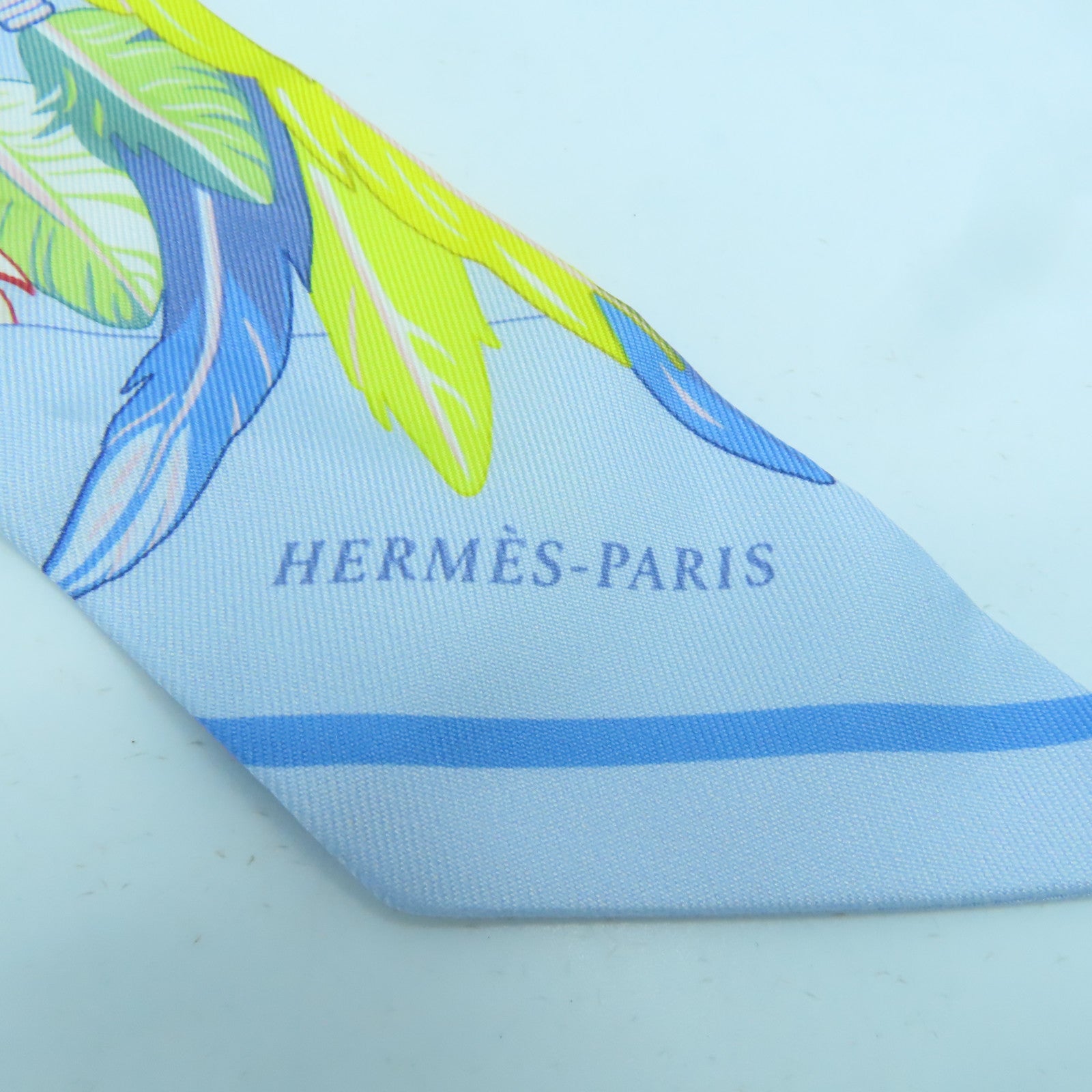 HERMES Silk Twilly Scarf Blue/Yellow/Multicolor