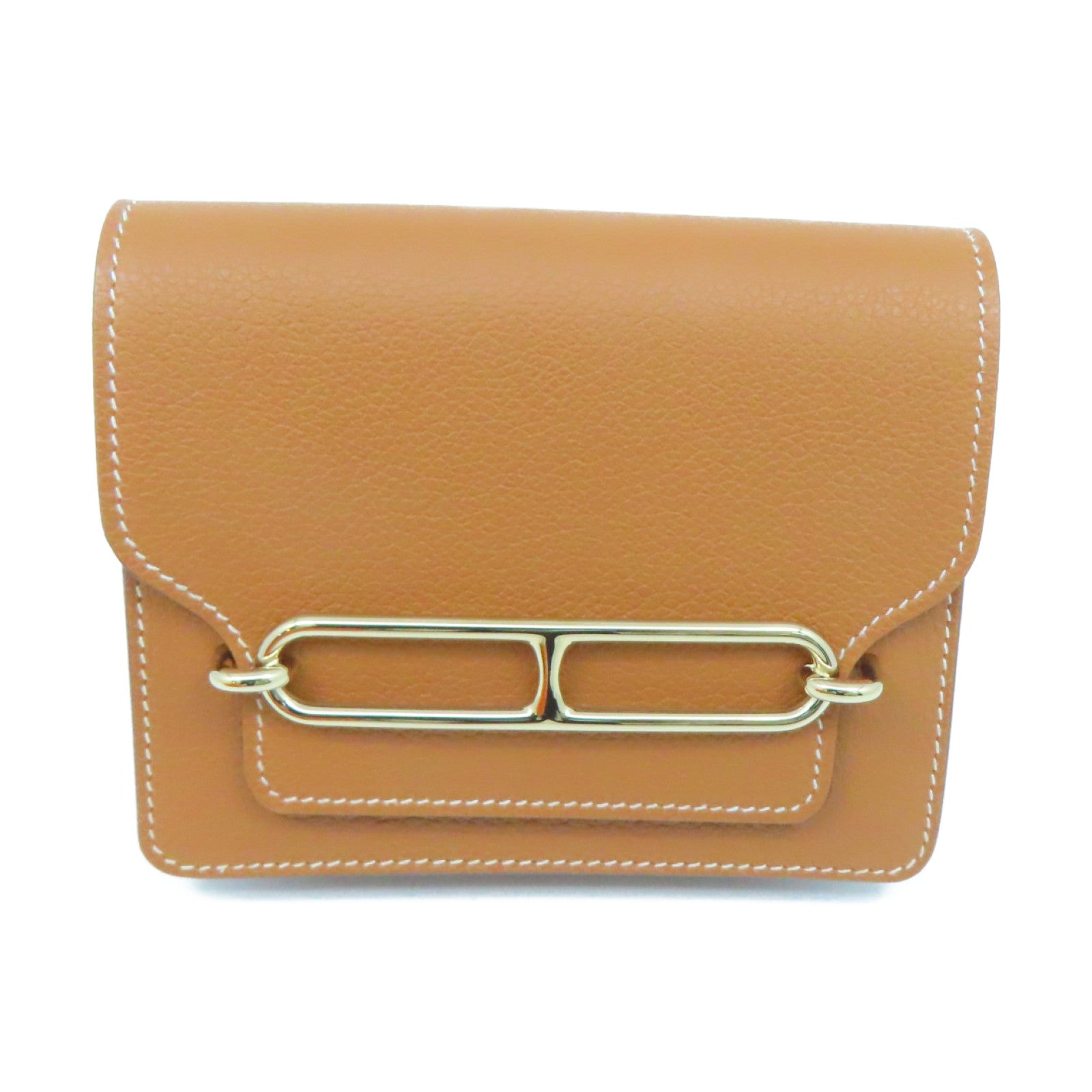 HERMES Evercolor皮革Roulis Slim金扣钱包Gold啡色