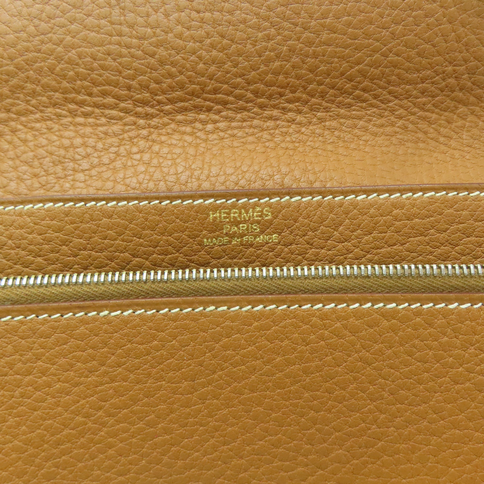 HERMES 【激減優惠】牛皮皮革Jet Pochette金扣手挽袋啡色