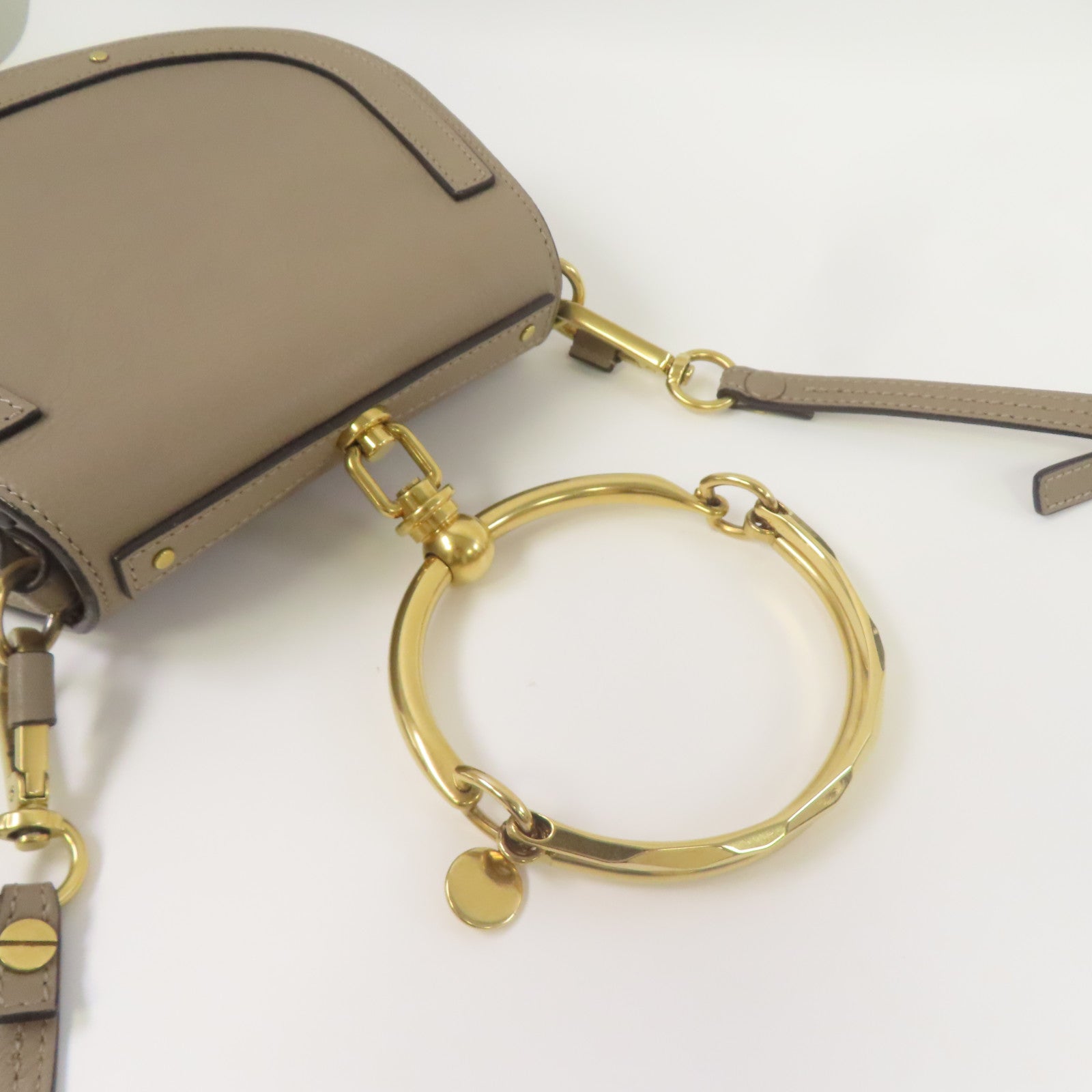 Chloe 牛皮皮革Shoulder Bag金扣手挽肩背兩用袋灰色
