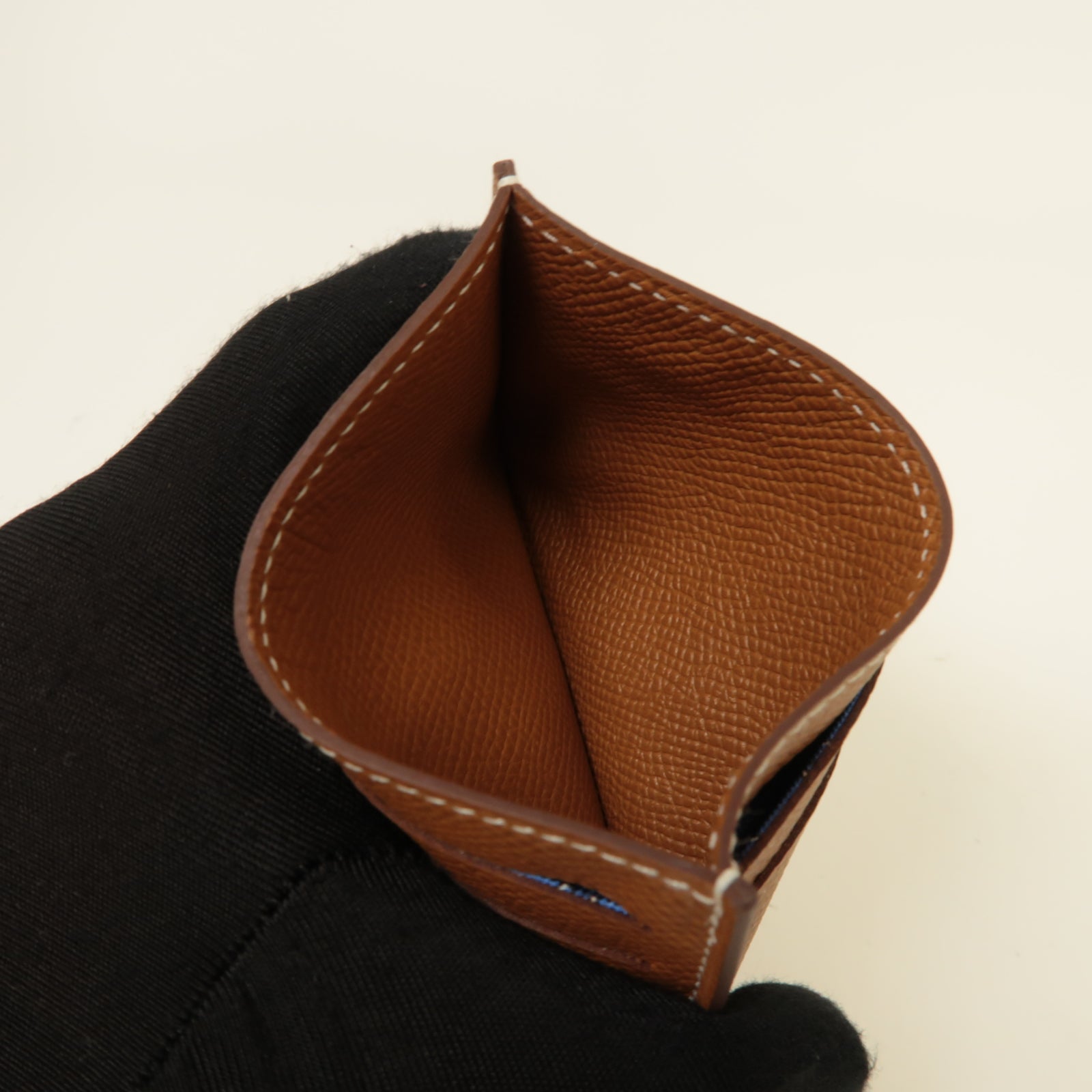 HERMES Epsom皮革Card Case卡片套棕色