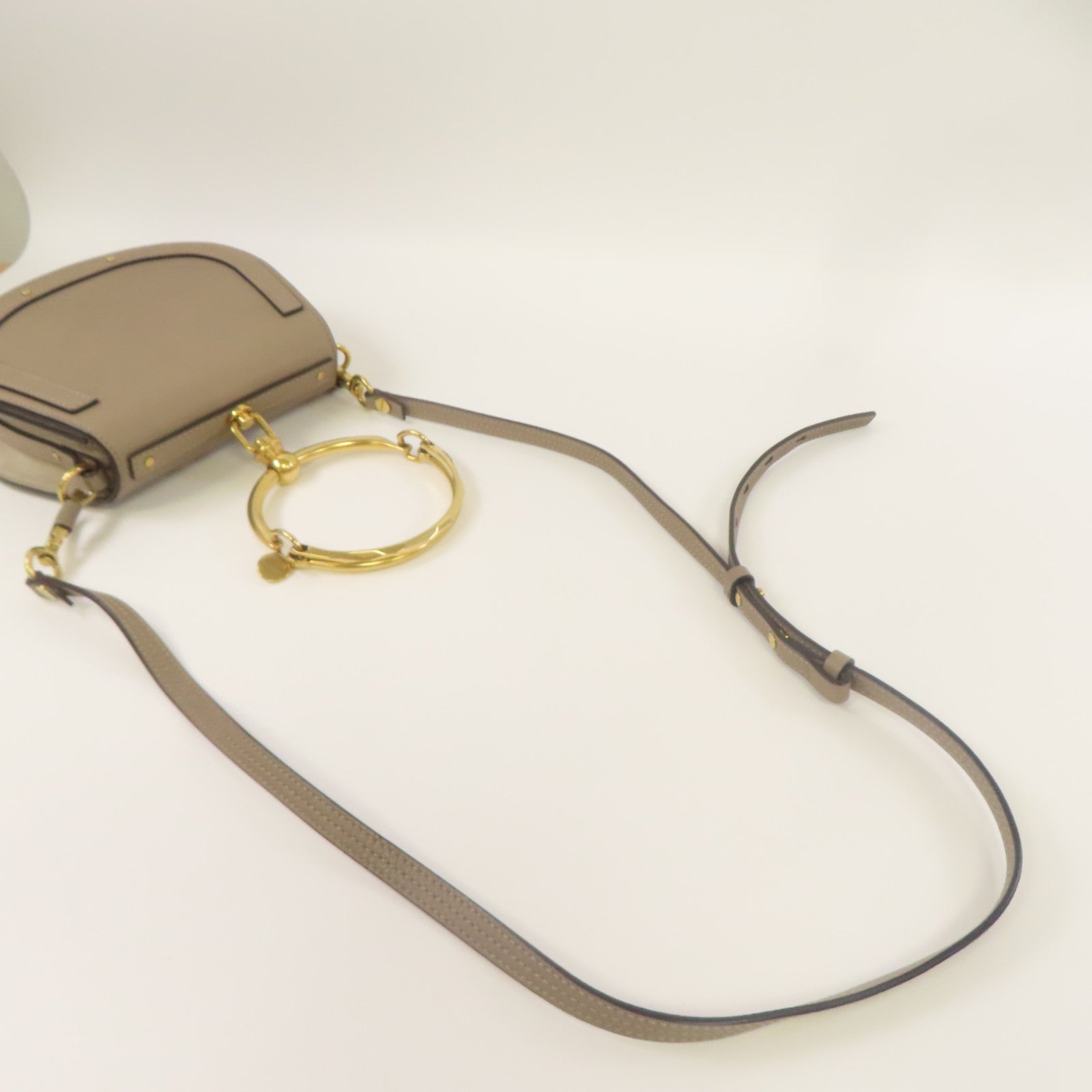Chloe 牛皮皮革Shoulder Bag金扣手挽肩背兩用袋灰色