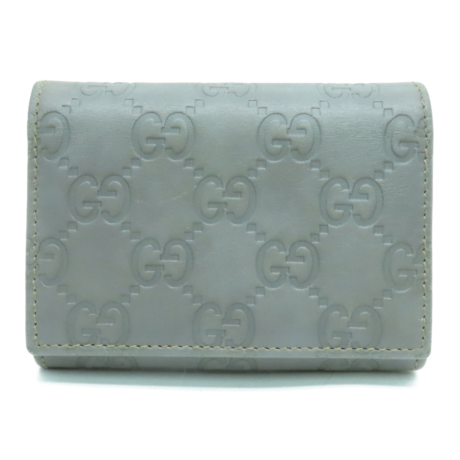 GUCCI 牛皮皮革Card Case金扣卡片套灰色