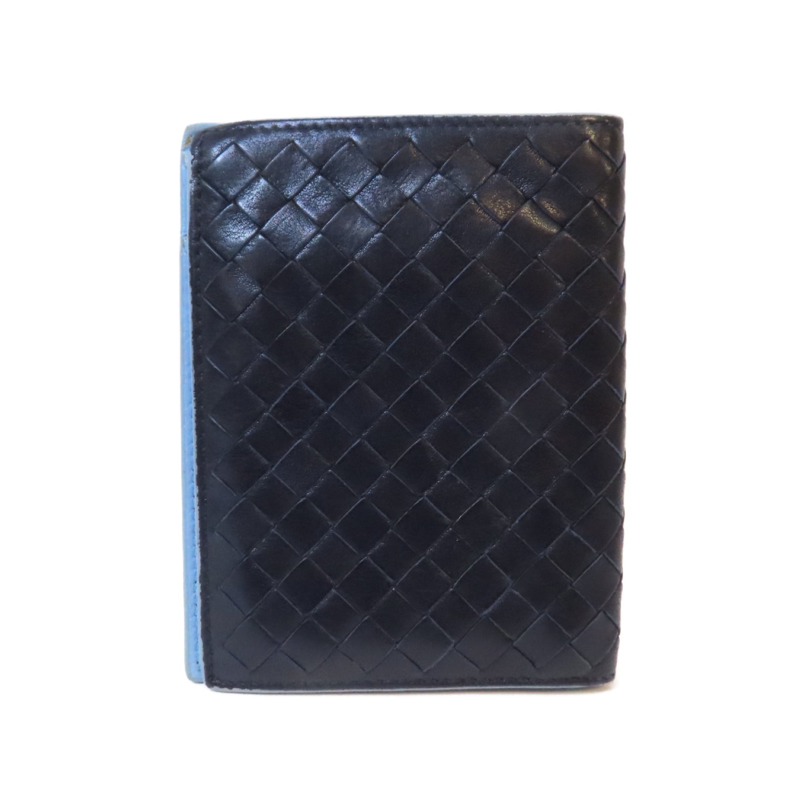 BOTTEGA VENETA 織紋皮革Wallet錢包黑色/藍色
