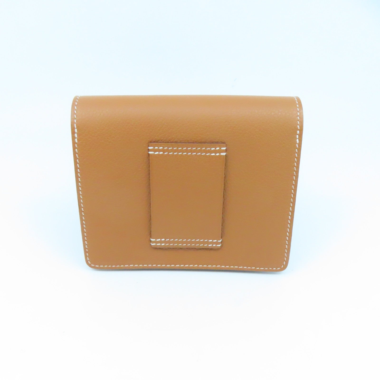 HERMES Evercolor皮革Roulis Slim金扣钱包Gold啡色