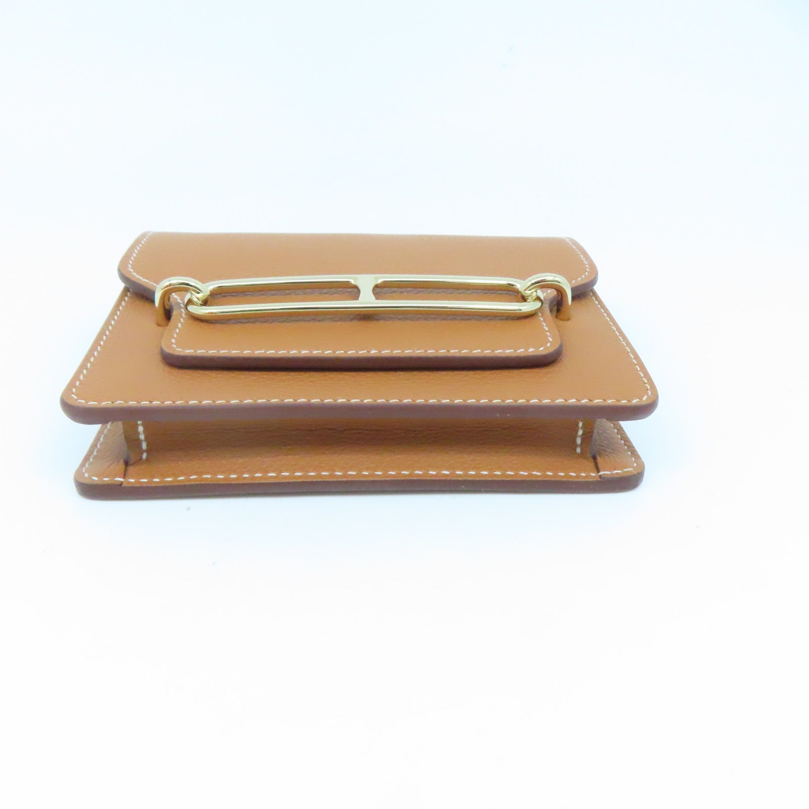 HERMES Evercolor皮革Roulis Slim金扣钱包Gold啡色