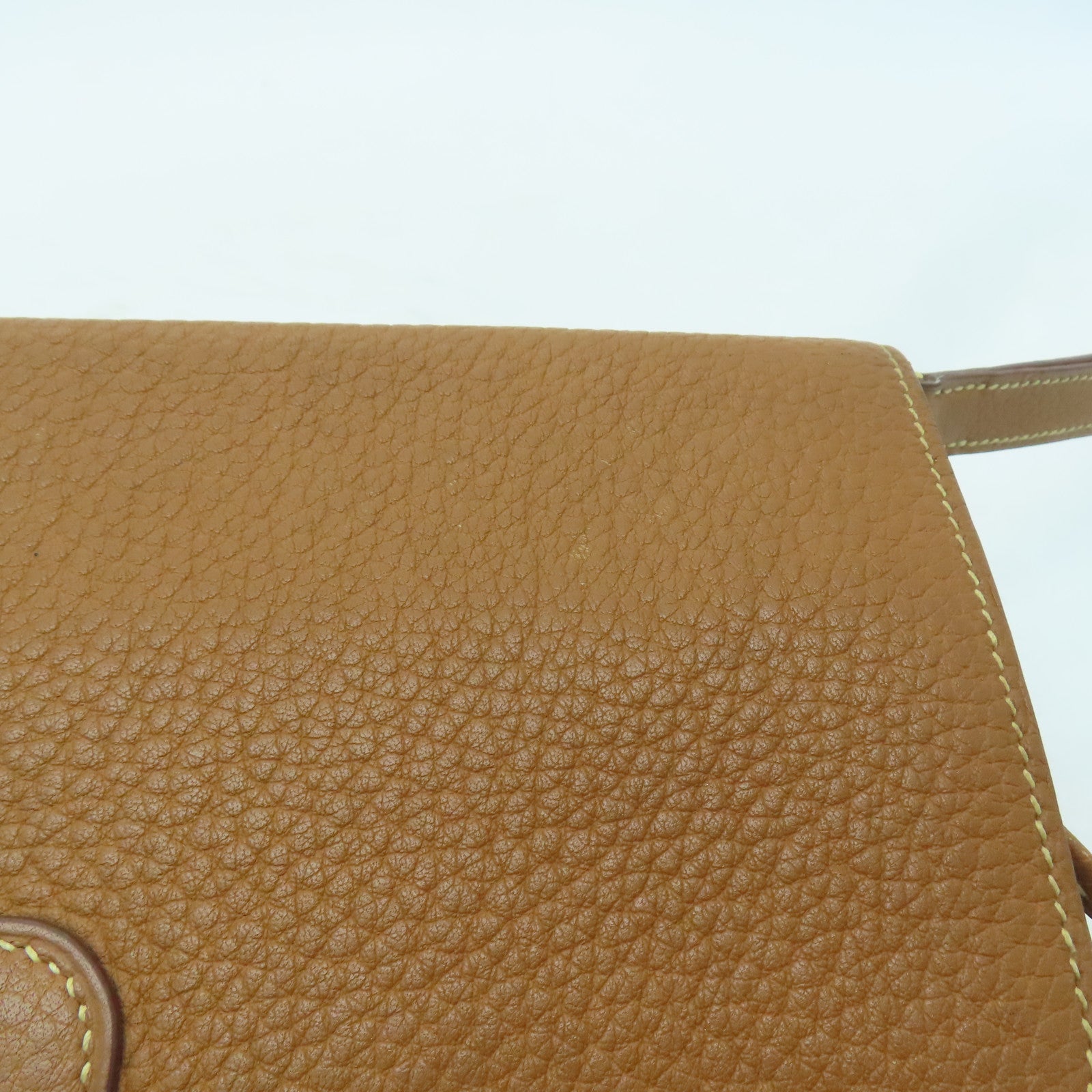 HERMES 【激減優惠】牛皮皮革Jet Pochette金扣手挽袋啡色