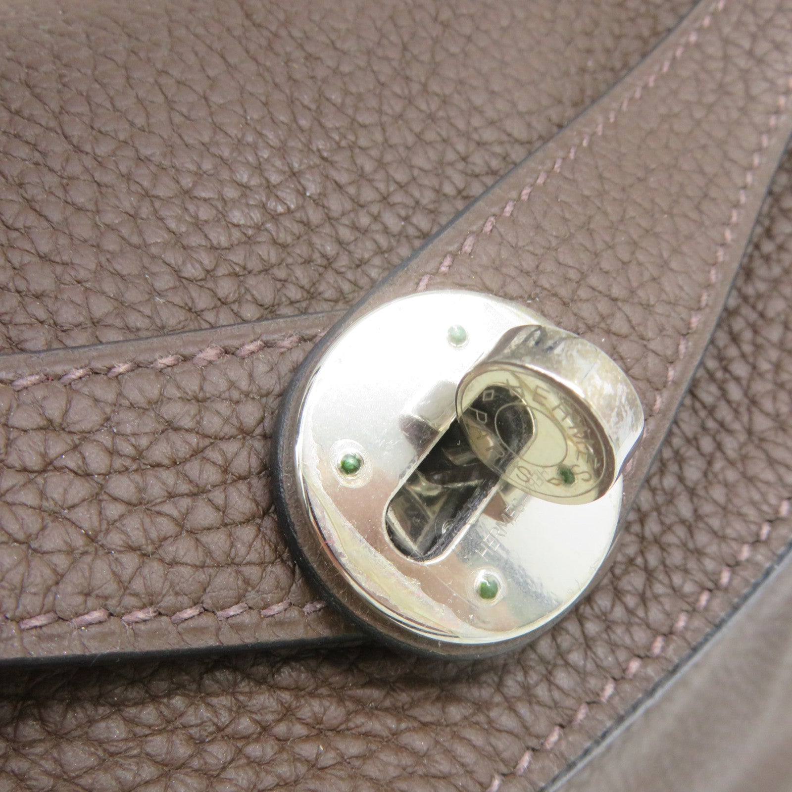 HERMES 【激減優惠】Clemence皮革Lindy 30 Shoulder Bag銀扣肩背袋Chocolate啡色