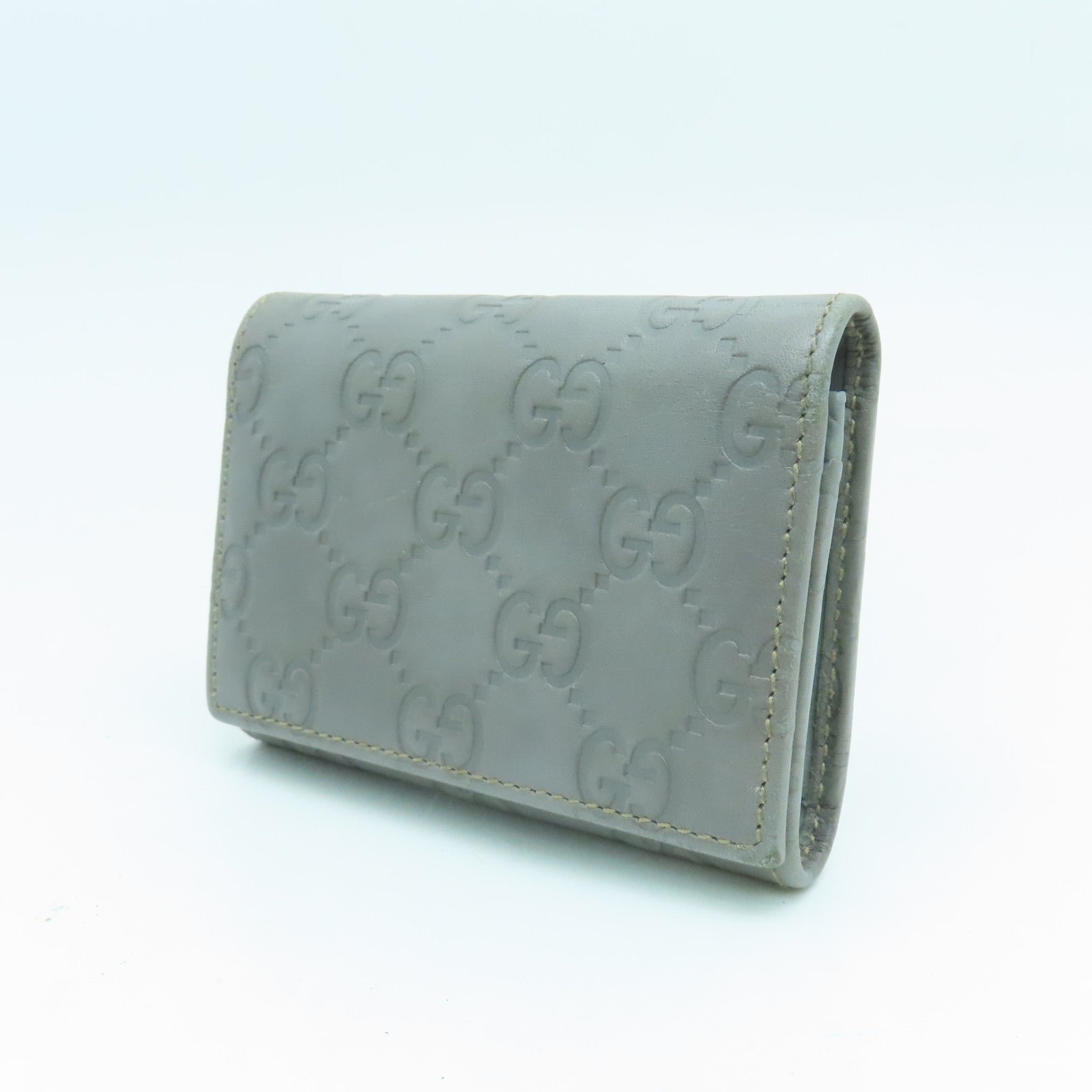 GUCCI 牛皮皮革Card Case金扣卡片套灰色