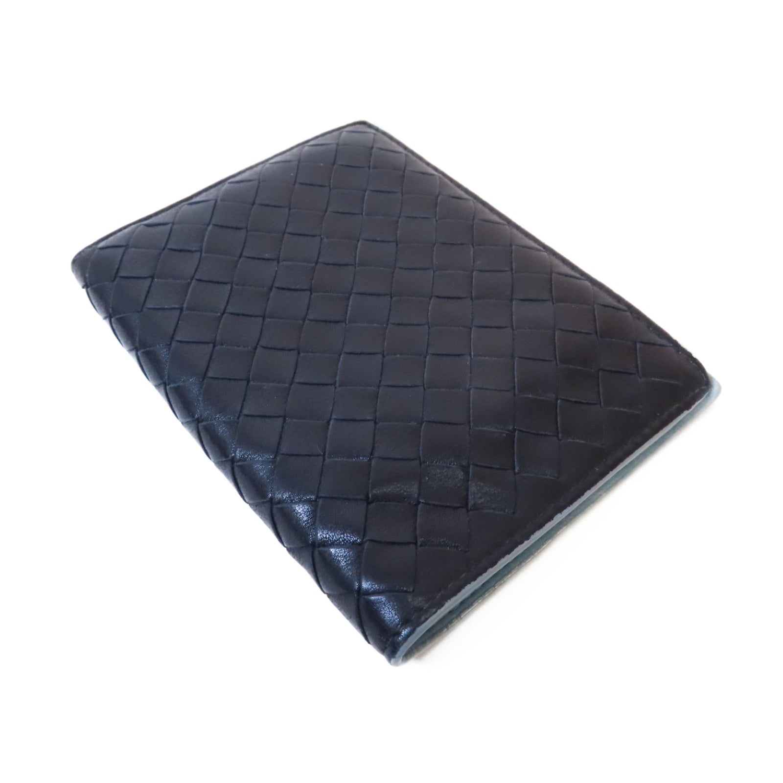 BOTTEGA VENETA 織紋皮革Wallet錢包黑色/藍色