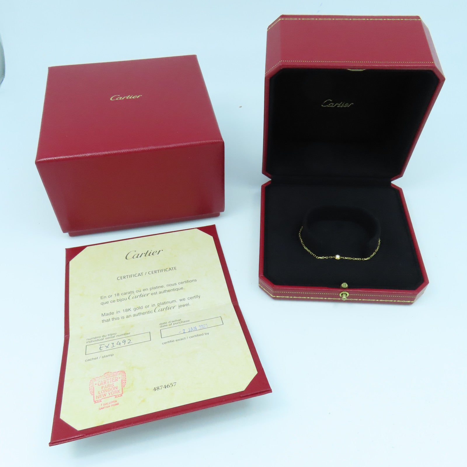 CARTIER 18K黃金Diamond D'amour Bracelet 0.09ct鑽石手錬金色