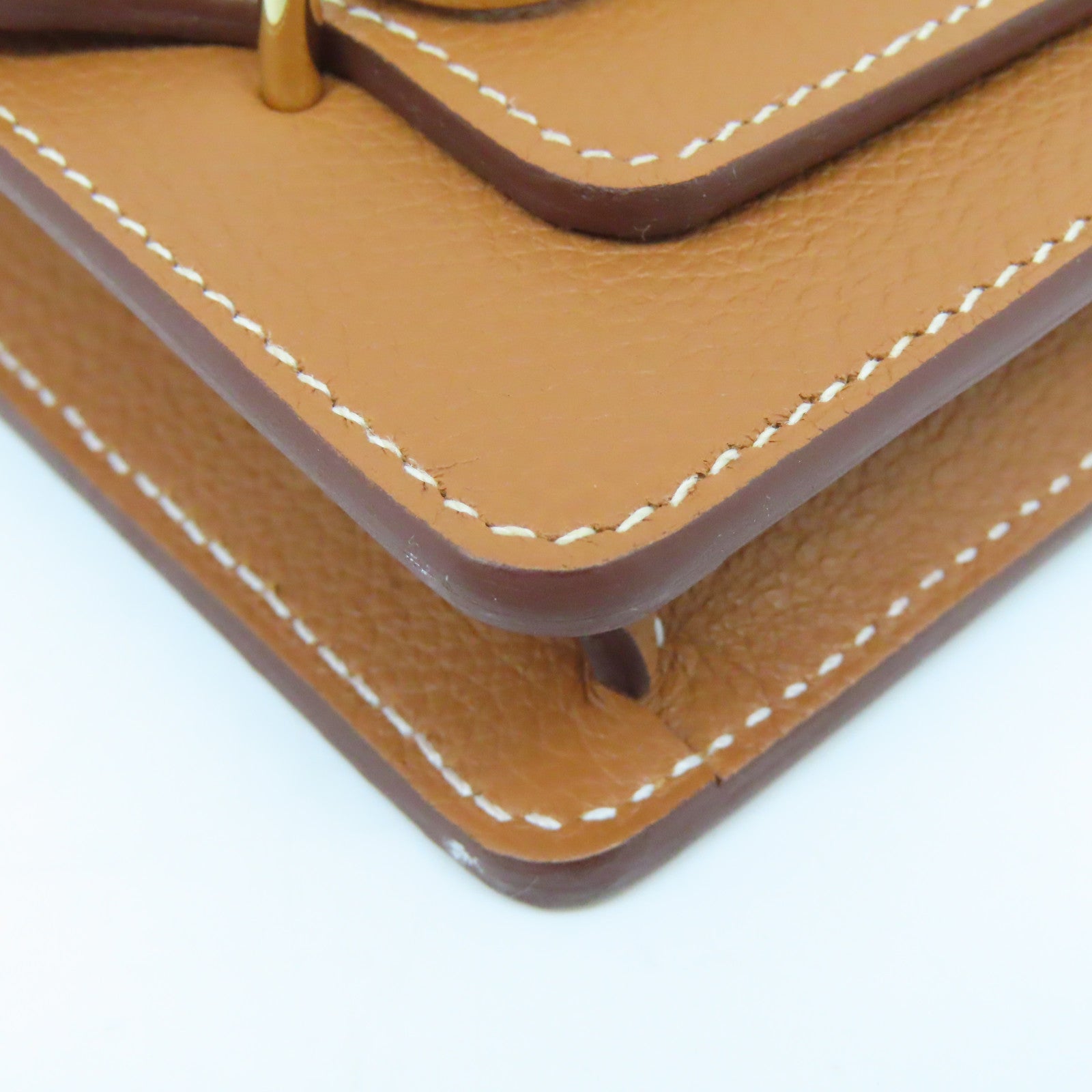 HERMES Evercolor皮革Roulis Slim金扣钱包Gold啡色