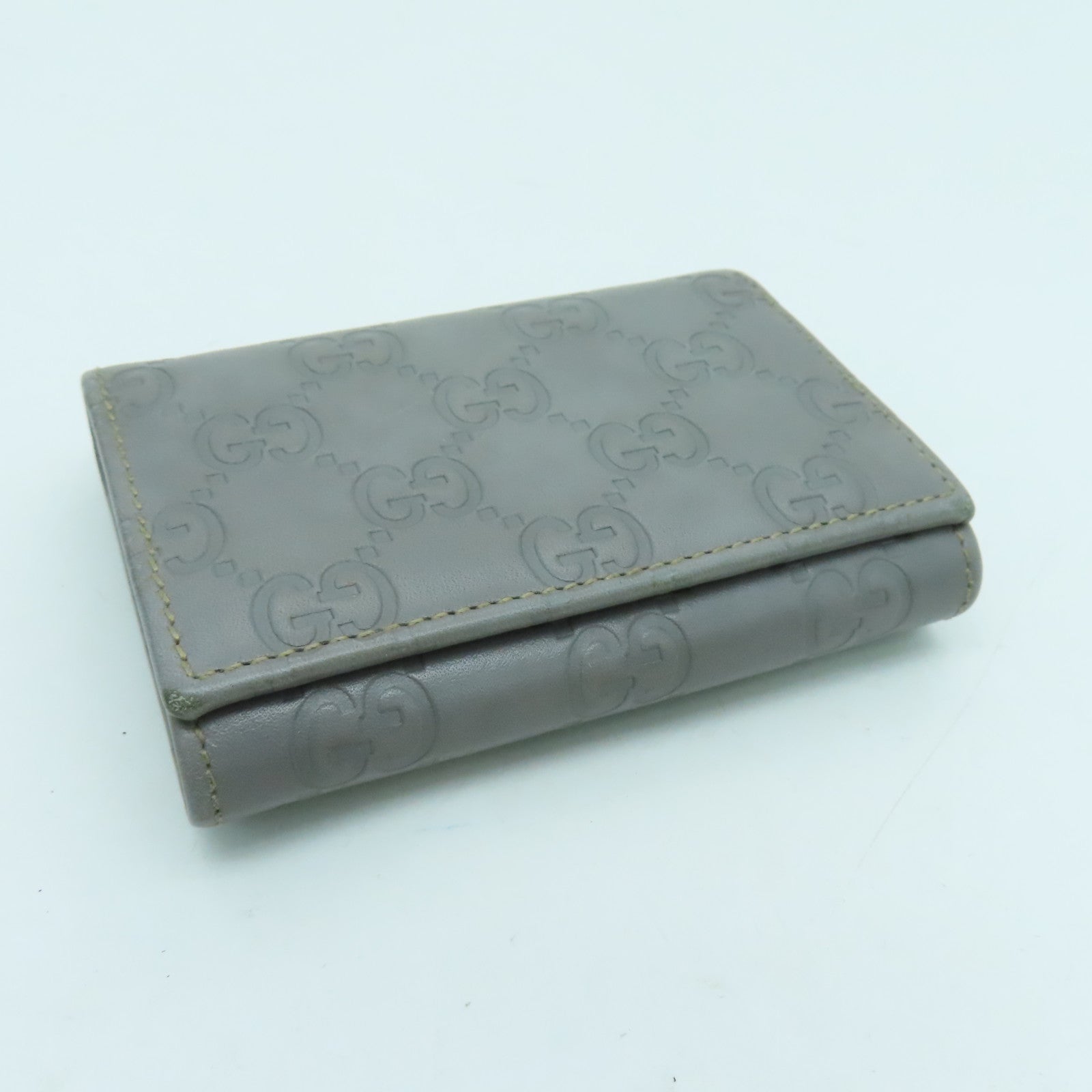 GUCCI 牛皮皮革Card Case金扣卡片套灰色