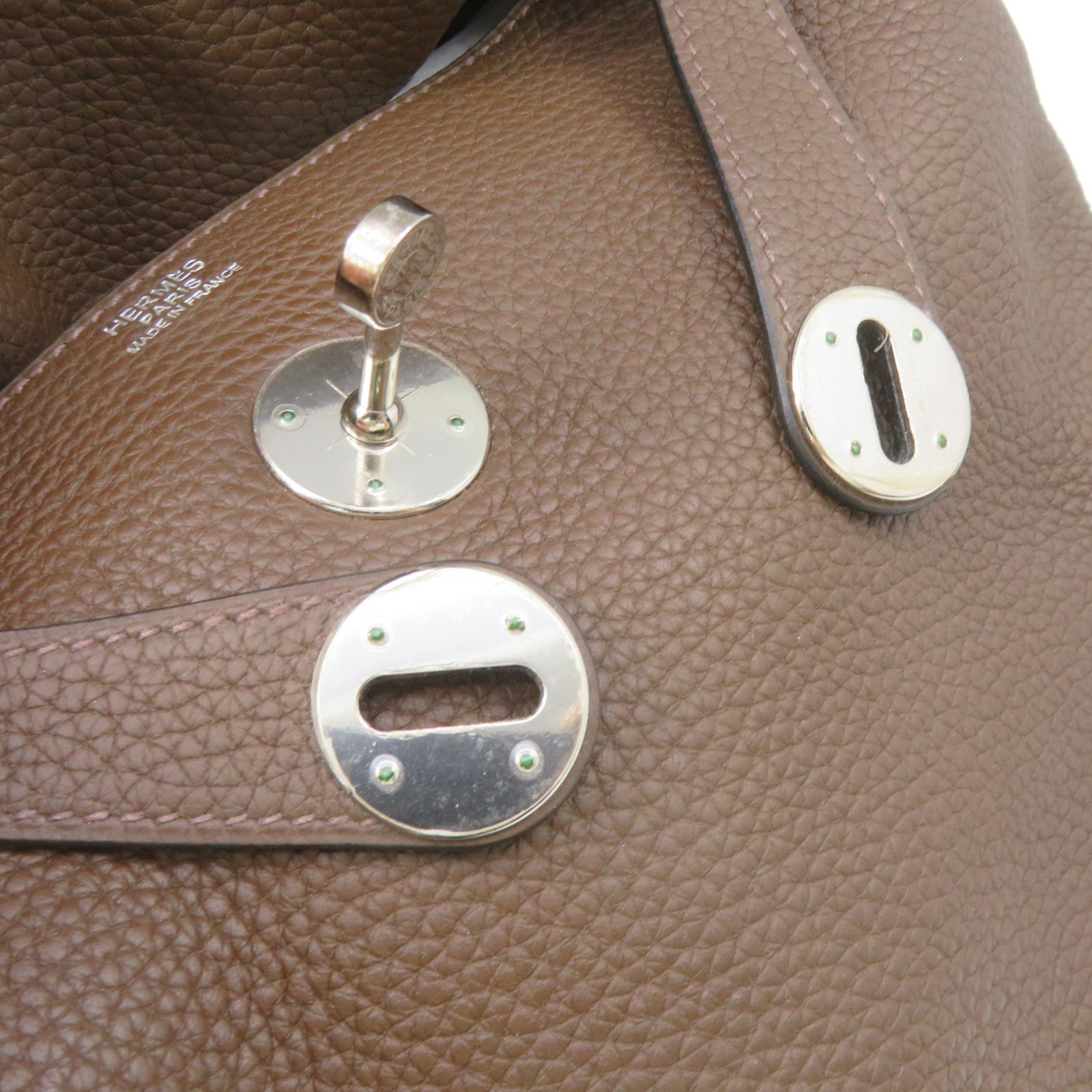 HERMES 【激減優惠】Clemence皮革Lindy 30 Shoulder Bag銀扣肩背袋Chocolate啡色