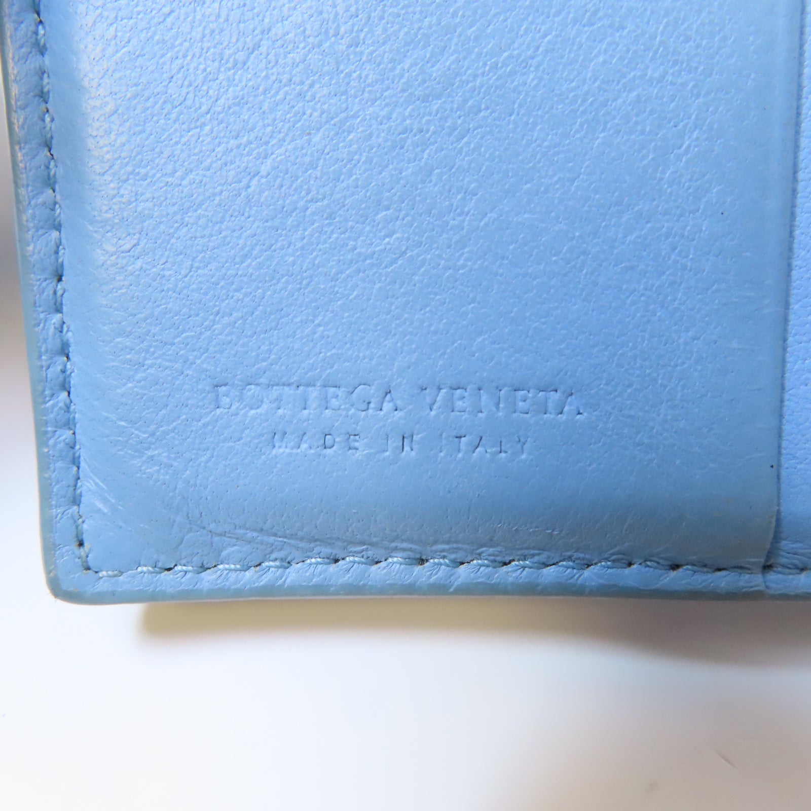 BOTTEGA VENETA 織紋皮革Wallet錢包黑色/藍色