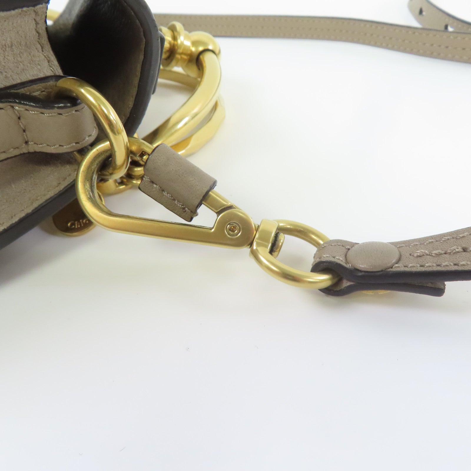 Chloe 牛皮皮革Shoulder Bag金扣手挽肩背兩用袋灰色
