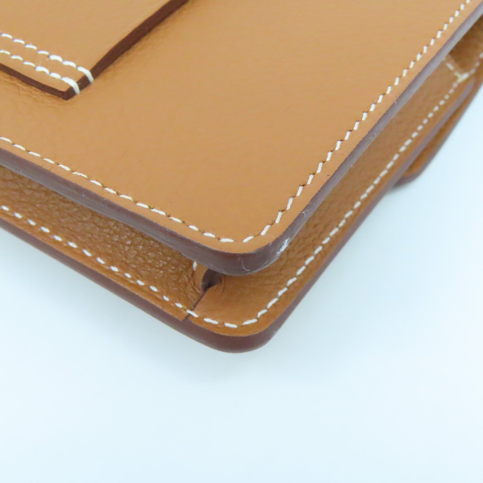 HERMES Evercolor皮革Roulis Slim金扣钱包Gold啡色