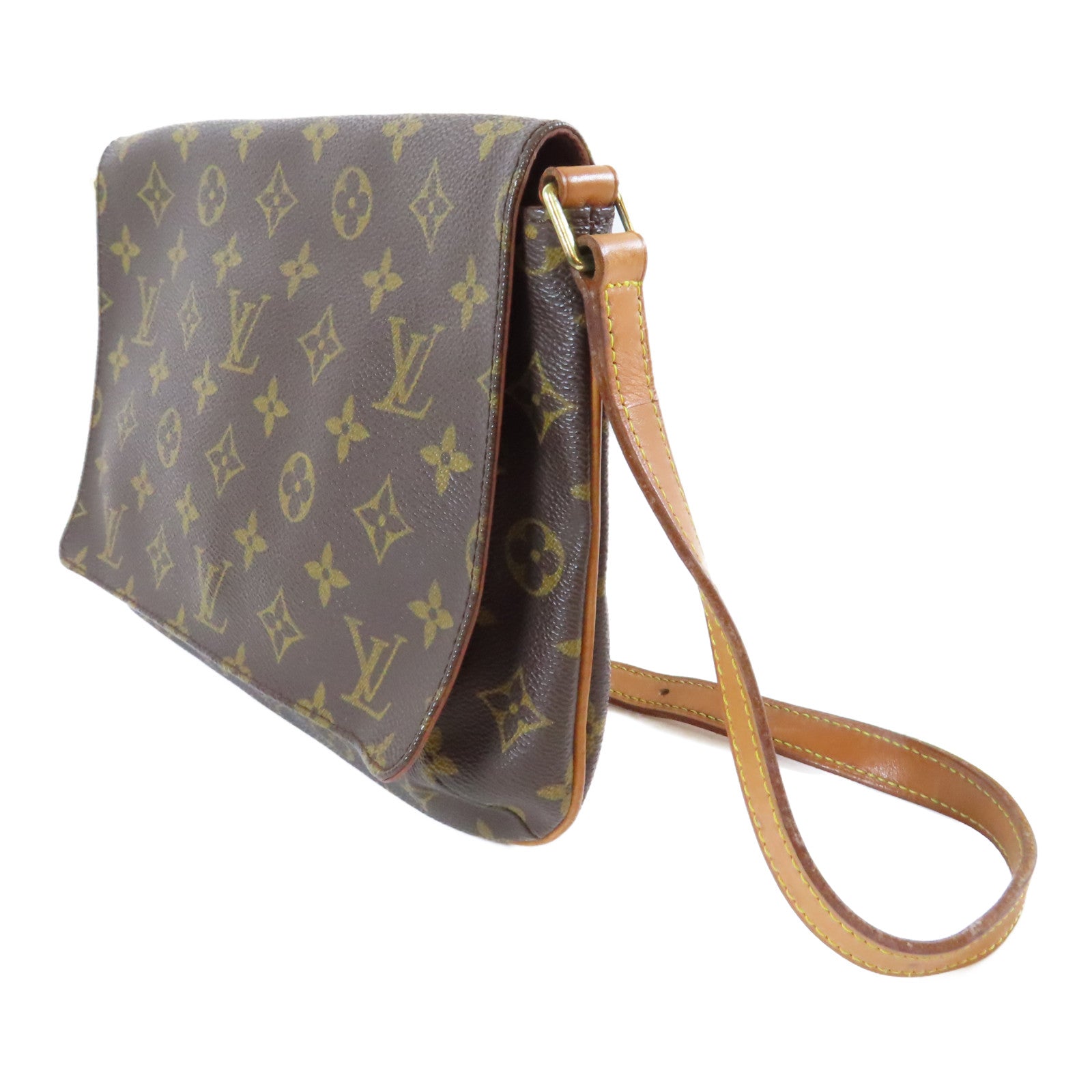 LOUIS VUITTON Monogram Musette Tango金扣肩背袋啡色