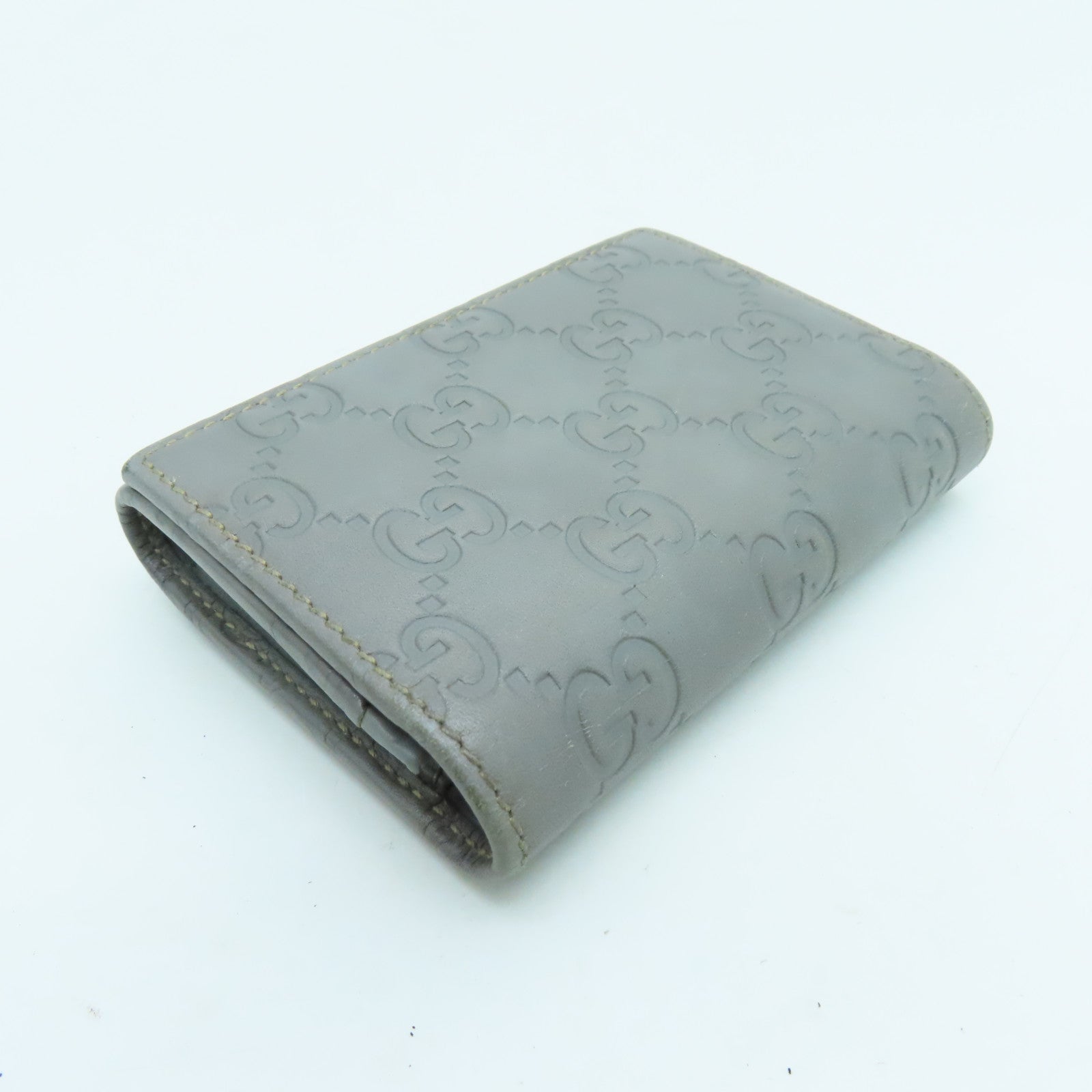 GUCCI 牛皮皮革Card Case金扣卡片套灰色