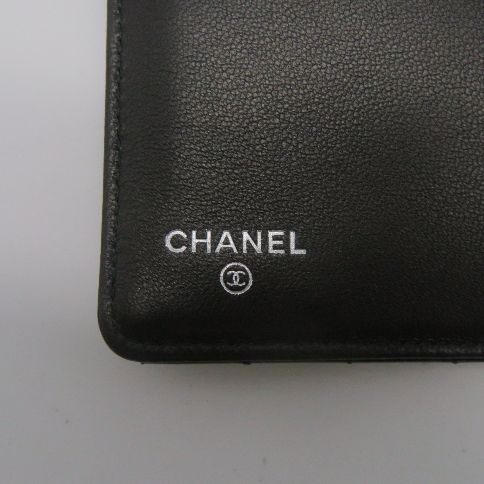 CHANEL 菱格斜紋漆皮牛皮皮革Long wallet銀扣長錢包黑色